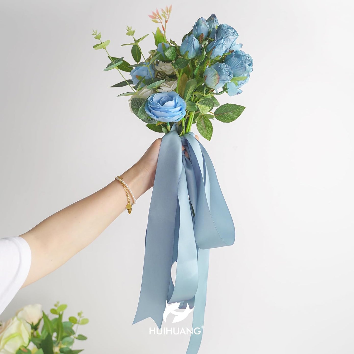 HUIHUANG Dusty Blue 2 inch Wide Double Face Satin Polyester Ribbon for Wedding, Baby Shower, Christmas, Birthday, Valentine's Day - 25 Yards/Roll