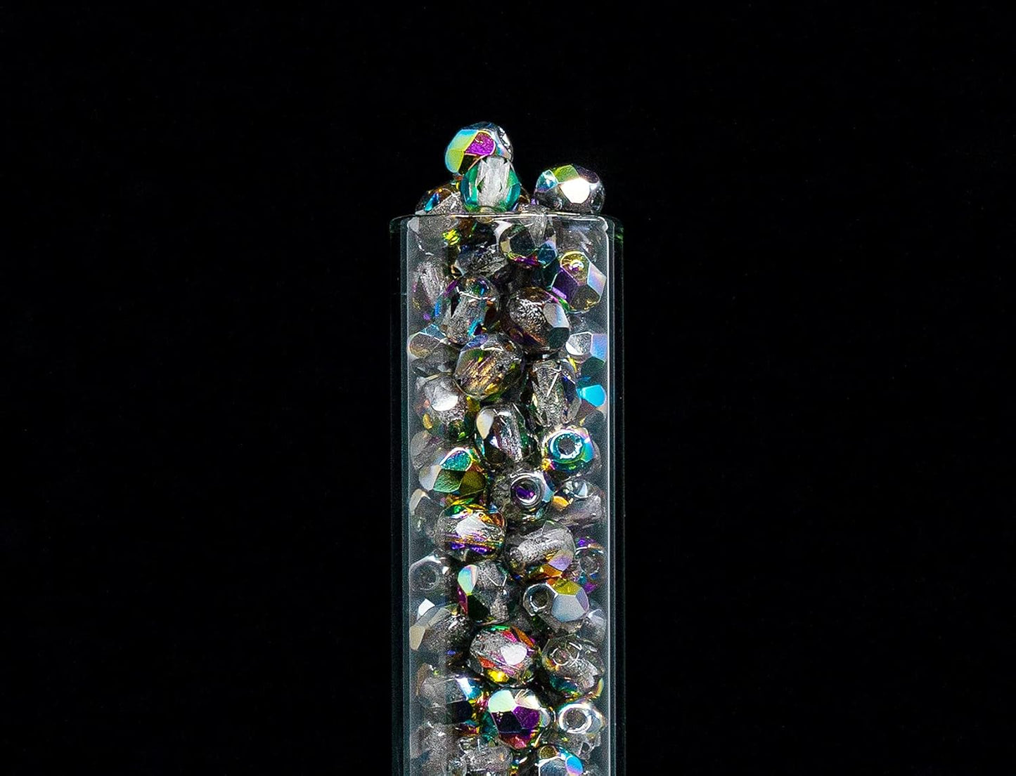 100 pcs of Faceted Fire Polished Pressed Czech Glass Beads 4mm (0.16in), Crystal Vitrail 00030-28101 BCV