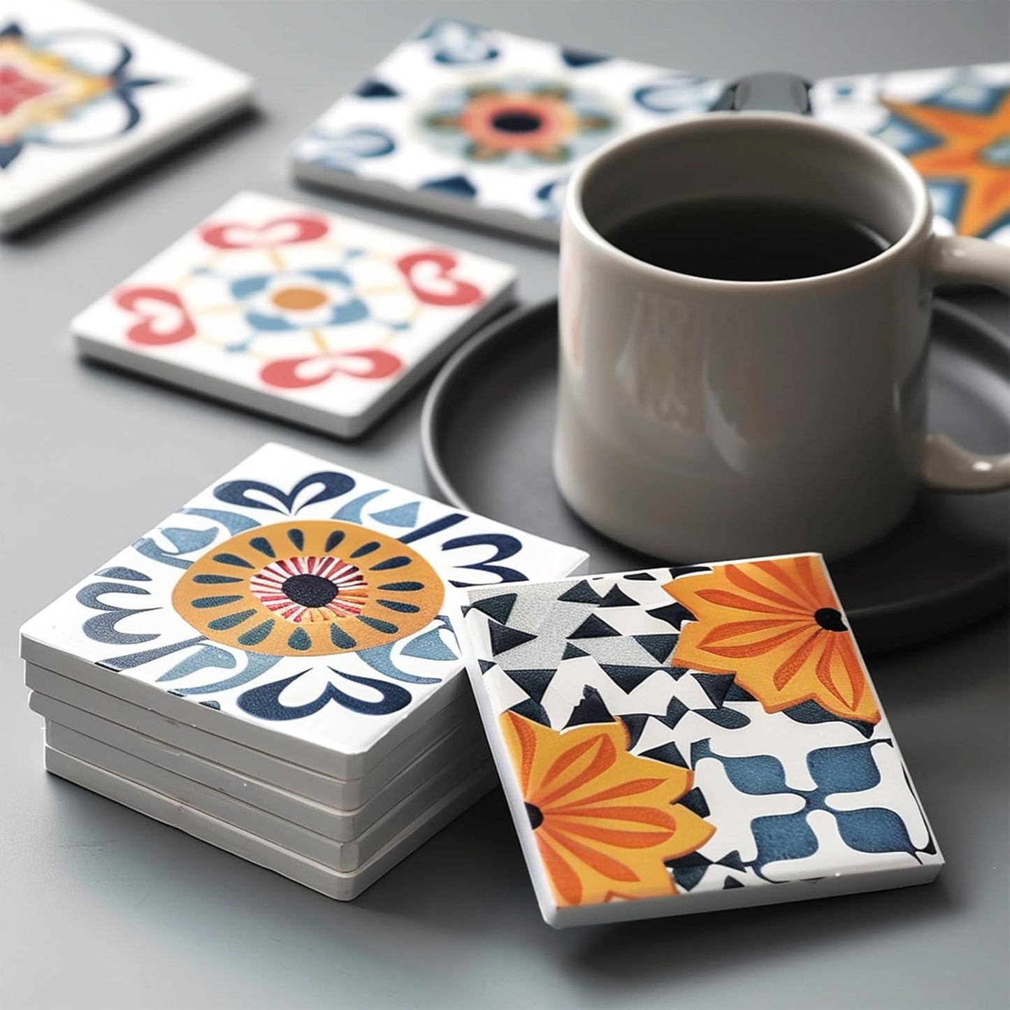 10pcs 4''x4'' Ceramic Tiles for Crafts, Blank Ceramic Coaster for Craft, White Unglazed Tile with Cork Backing Pad for Painting, Alcohol Ink, Acrylic Pouring, DIY