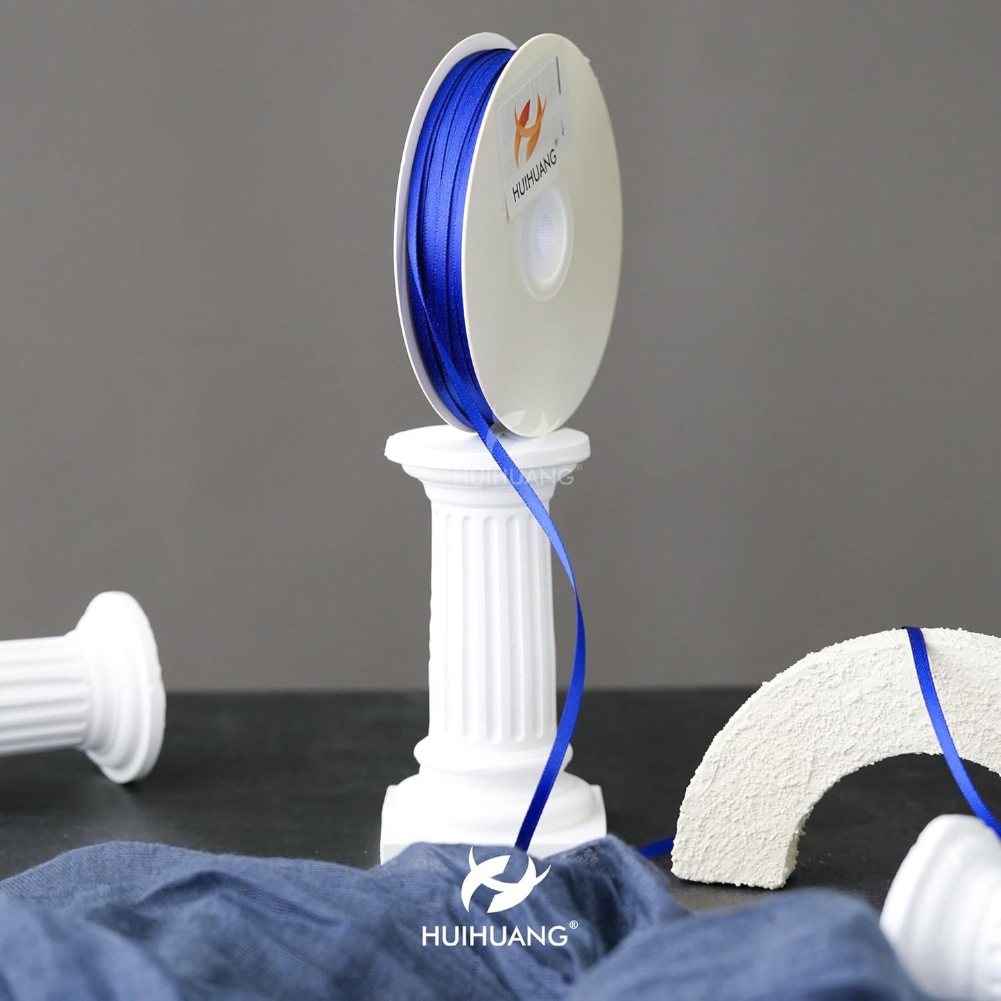 HUIHUANG Solid Color Satin Ribbon 1/8 inch x 100 Yards Roll Ribbon Cobalt Blue Thin Ribbon for Crafts Gift Wrapping Bows Gift Tag