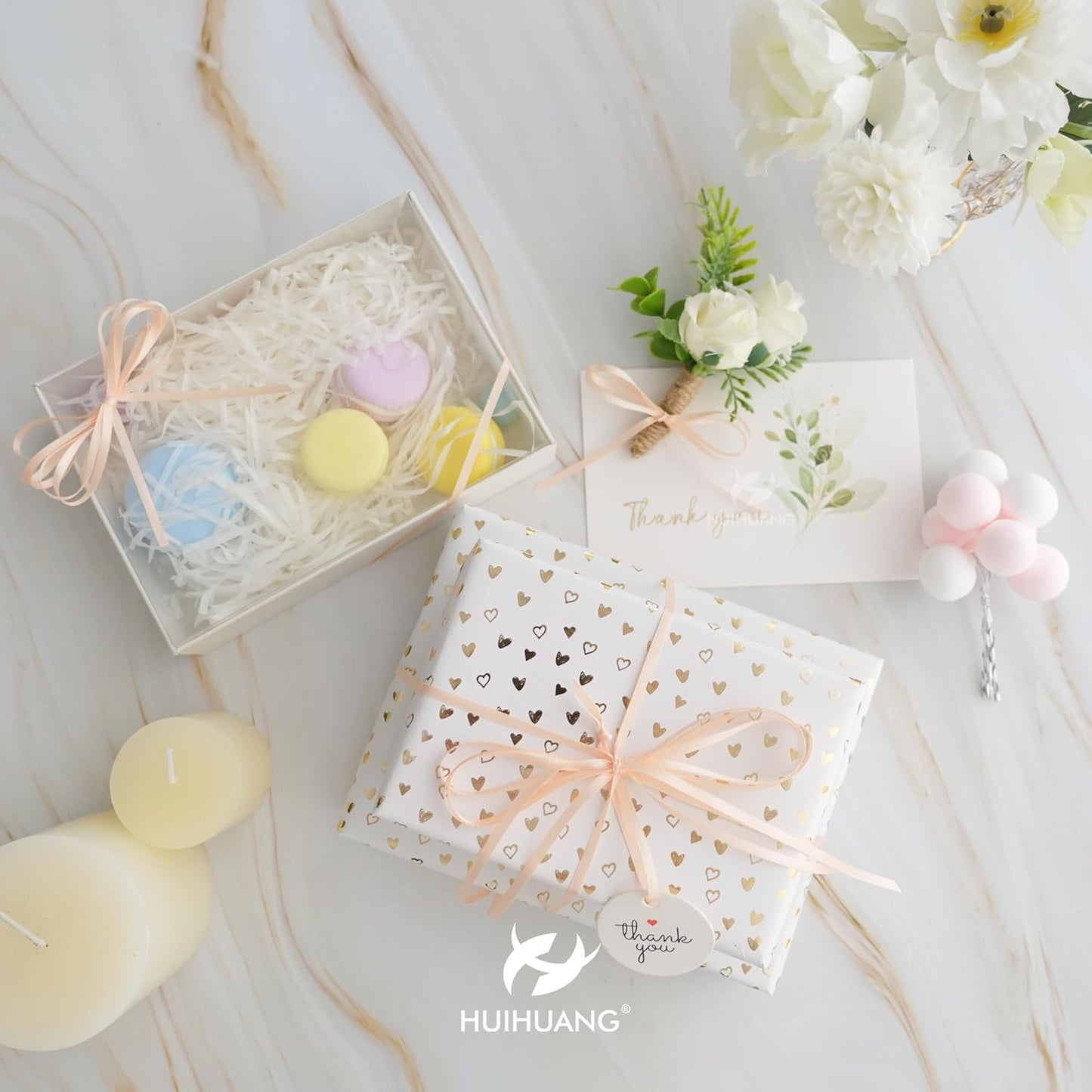 HUIHUANG Thin Satin Ribbon 1/8 inch x Continuous 100 Yards Roll Double Face Peach Satin Ribbon for Crafts, Gift Wrapping, DIY Bows, Invitation Card, Tag Decoration, Ornaments Decor