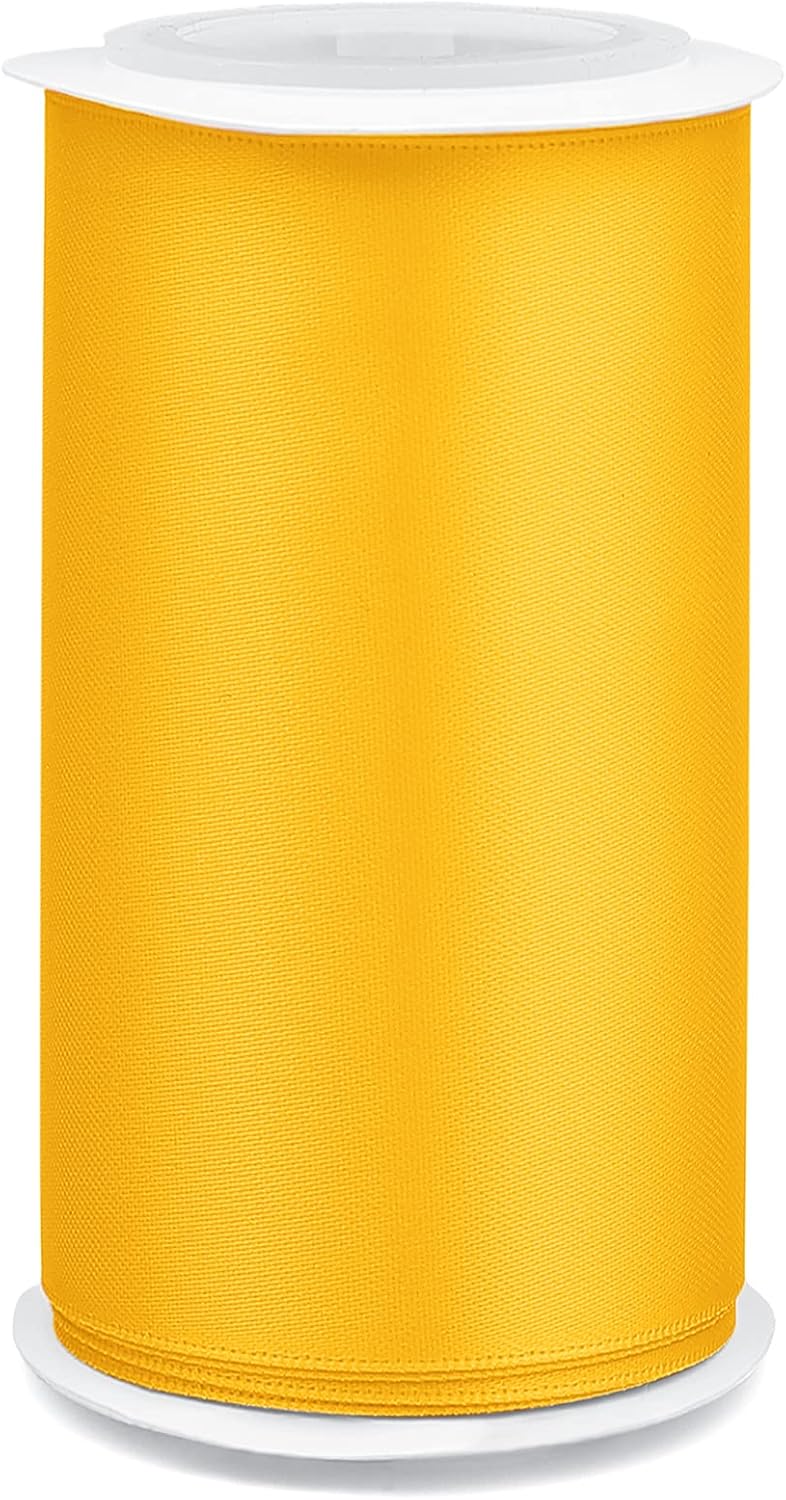 Humphrey's Craft 4 Inch Gold Double Faced Satin Ribbon - 5 Yards Variety of Color for Crafts Gift Wrapping Cutting Ceremony Decoration Sewing Christmas Tree Wedding and Dining Tables.