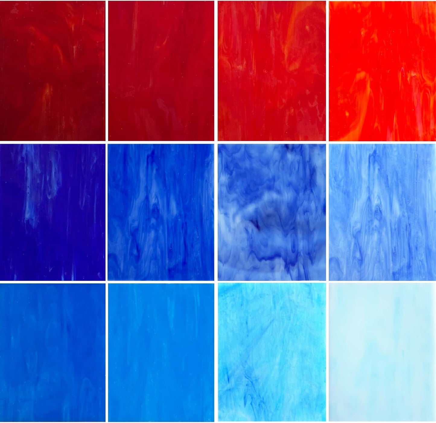 ILLUCKAI 12 Sheets Red+Blue Stained Glass Sheets, 6 x 4 inch Stained Glass Supplies for Stained Glass Beginners and Hobbyists