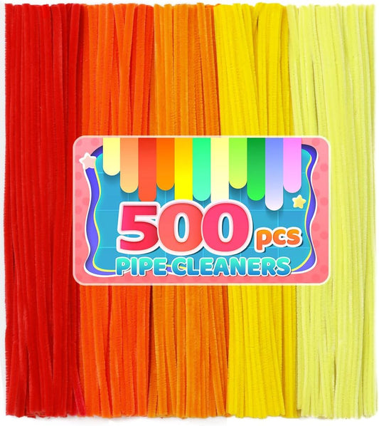IOOLEEM Orange Pipe Cleaners,500pcs in 5 Colors, Chenille Stems for Art and Craft Projects, Flower DIY Decorations