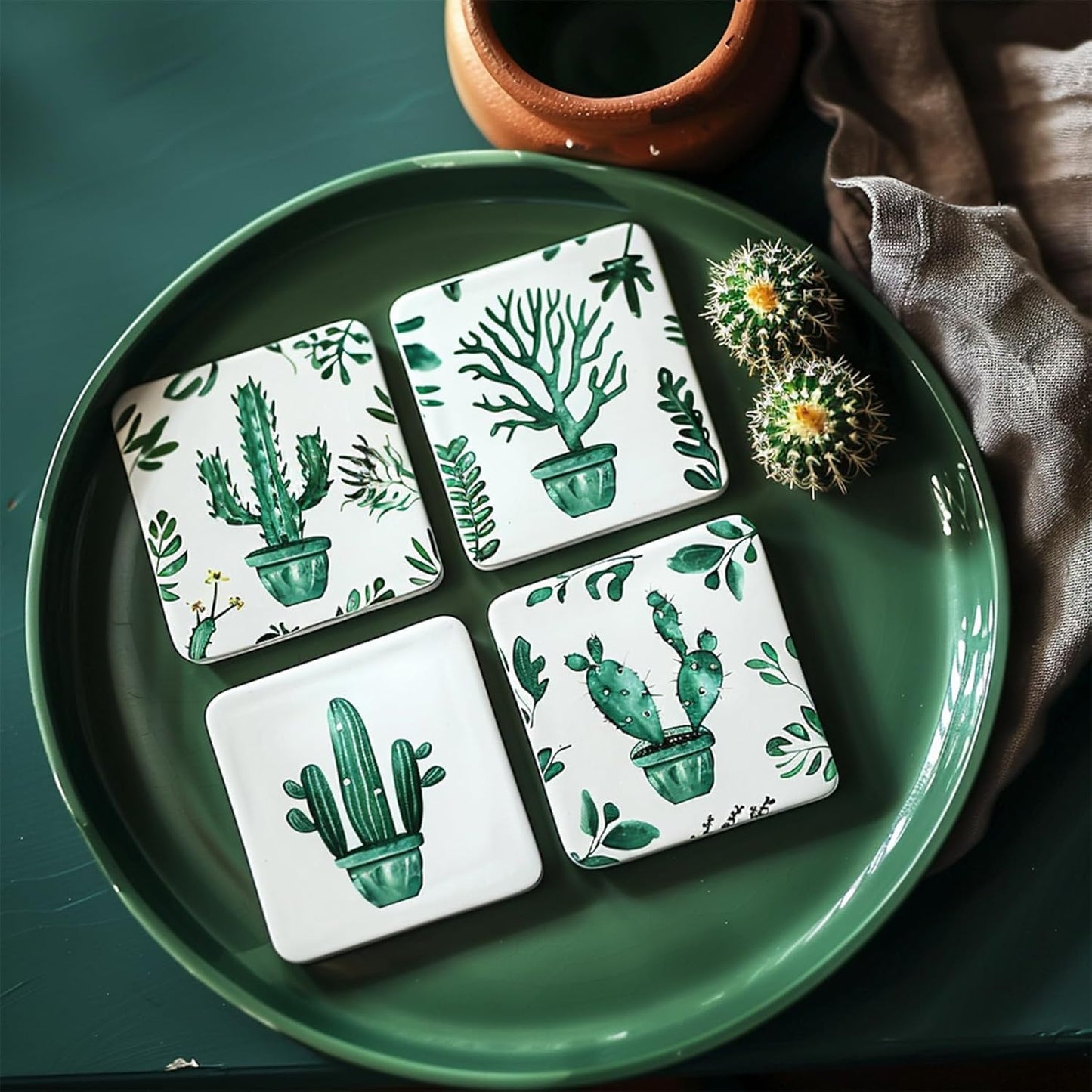 10pcs 4''x4'' Ceramic Tiles for Crafts, Blank Ceramic Coaster for Craft, White Unglazed Tile with Cork Backing Pad for Painting, Alcohol Ink, Acrylic Pouring, DIY