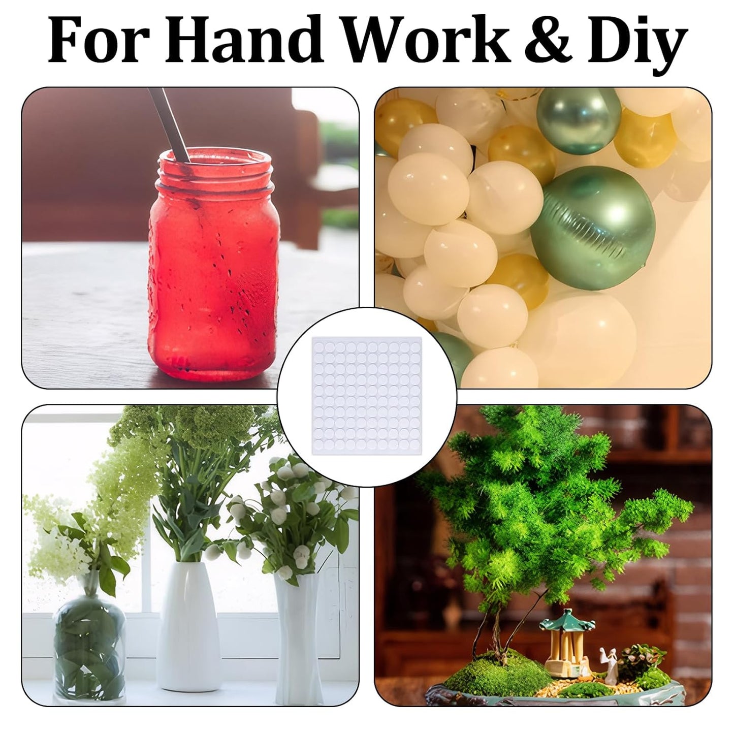 1000Pcs Double Sided Sticky Dots,Glue Dots Double Sided Removable,0.39 * 0.03in /0.39 * 0.08in Suitable for Crafts,Card Making,Marking Candles,Scrapbooking,Posters and DIY Projects