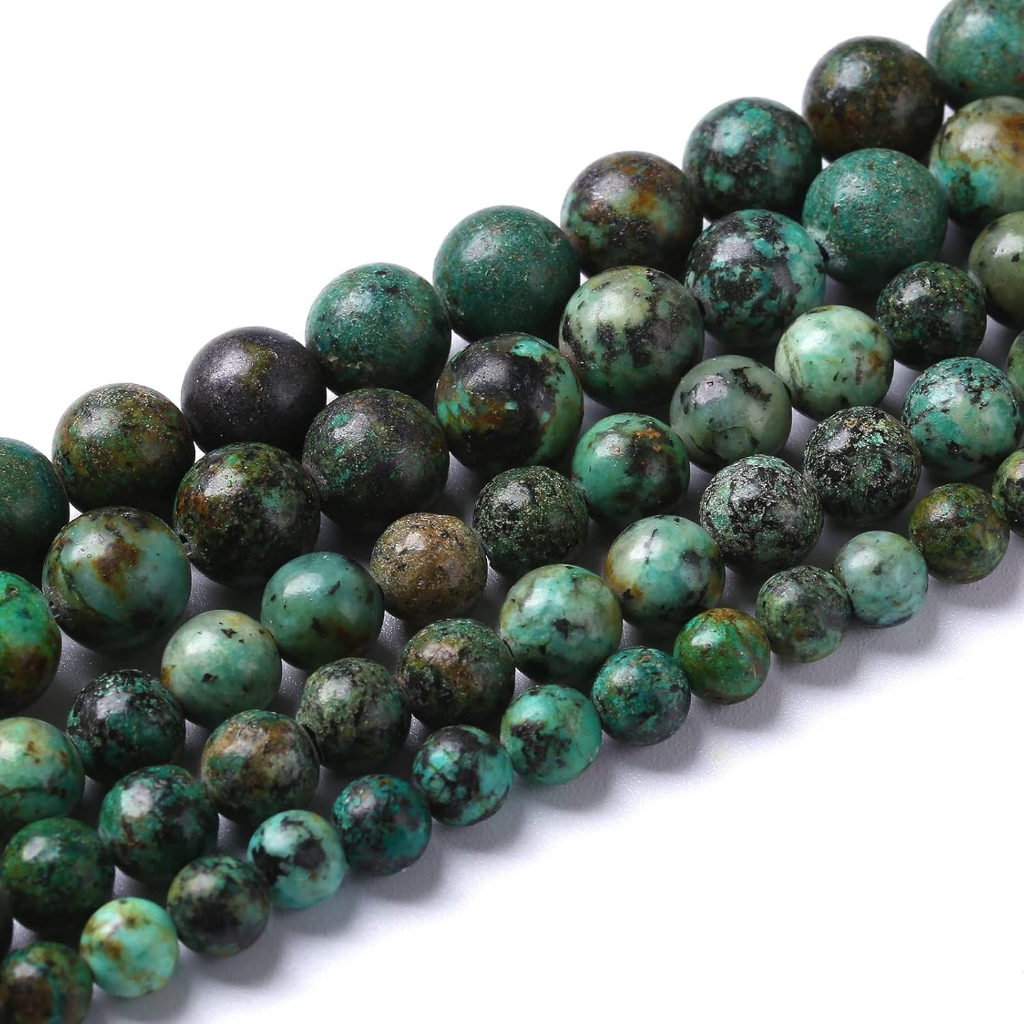 10mm 76pcs Natural African Turquoise Stone Beads for Jewelry Making Round Loose Gemstone Beads DIY Bracelet Necklace Earrings 32" 2 Strands