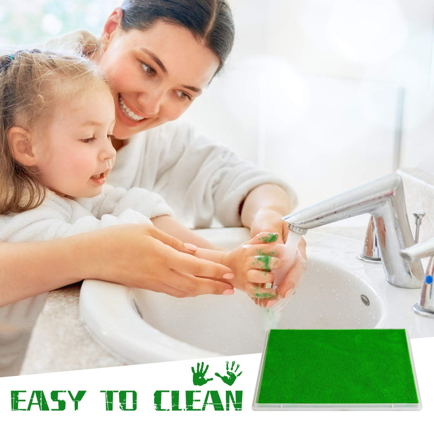 Ink Pad, 5x4'' Washable Non-Toxic Ink Stamp Pad for Baby Footprint Handprint, Green