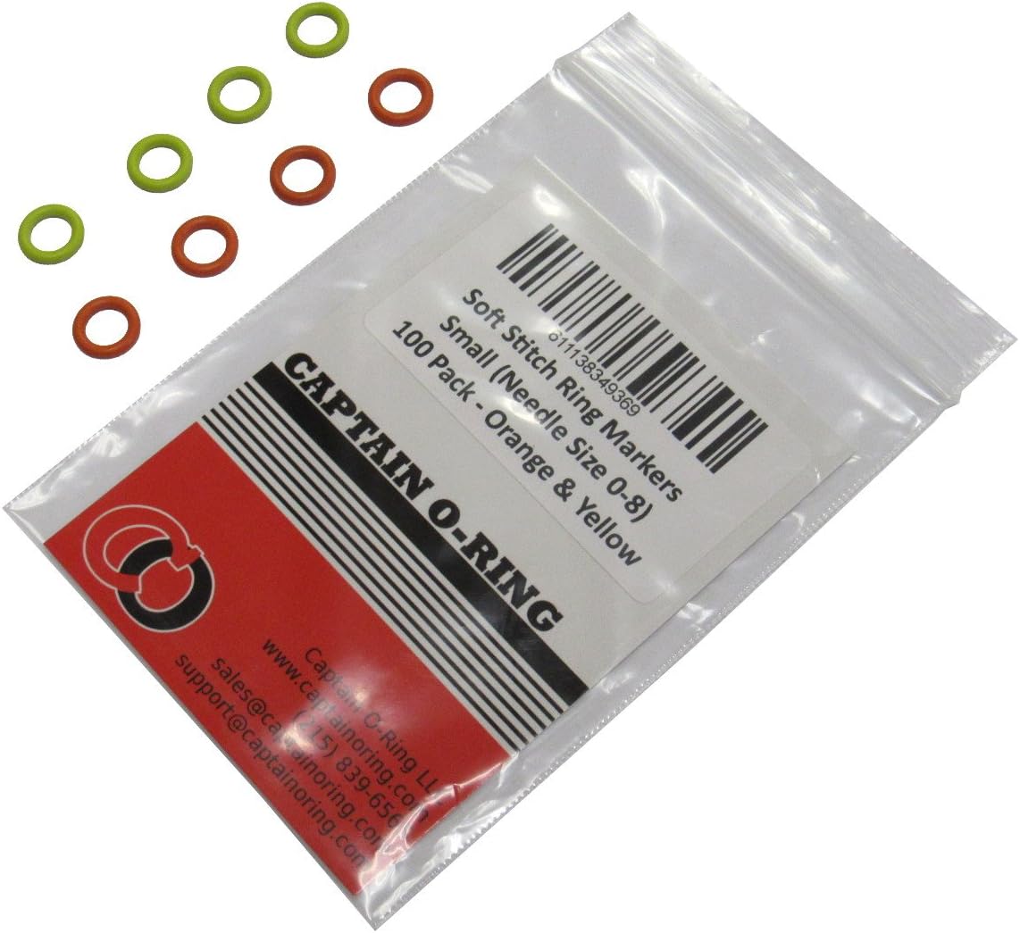 (100 Pack) Soft Stitch Ring Markers, Orange & Yellow (Small Size for Needle Sizes 0-8, for Knitting/Crochet/etc)