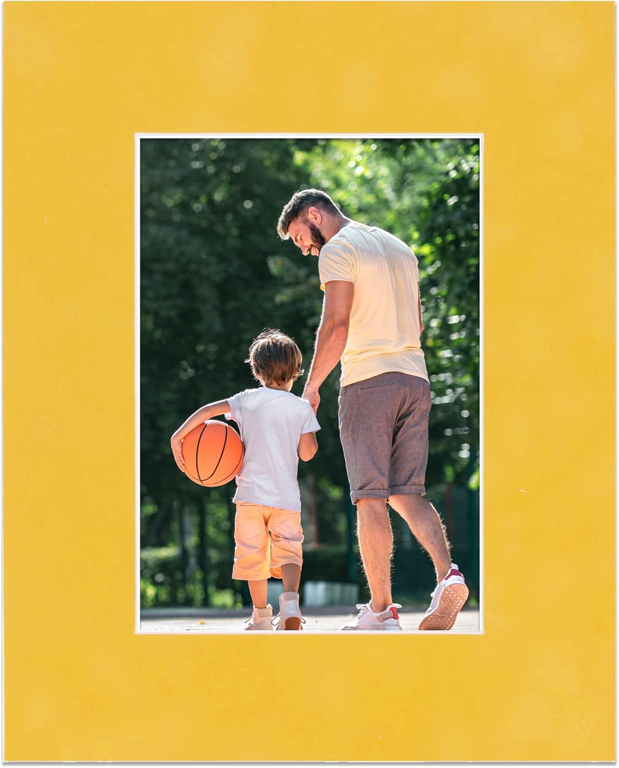 11x14 Mat Bevel Cut for 8.5x11 Photos - Acid Free Sunrise Yellow Suede Precut Matboard - For Pictures, Photos, Framing - 4-ply Thickness