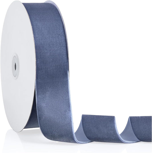 1.5" X 20 Yards Dusty Blue Velvet Ribbon for Christmas Tree Wreath Decoration Handmade Crafts Ornaments Gift Wrapping & Bow Making