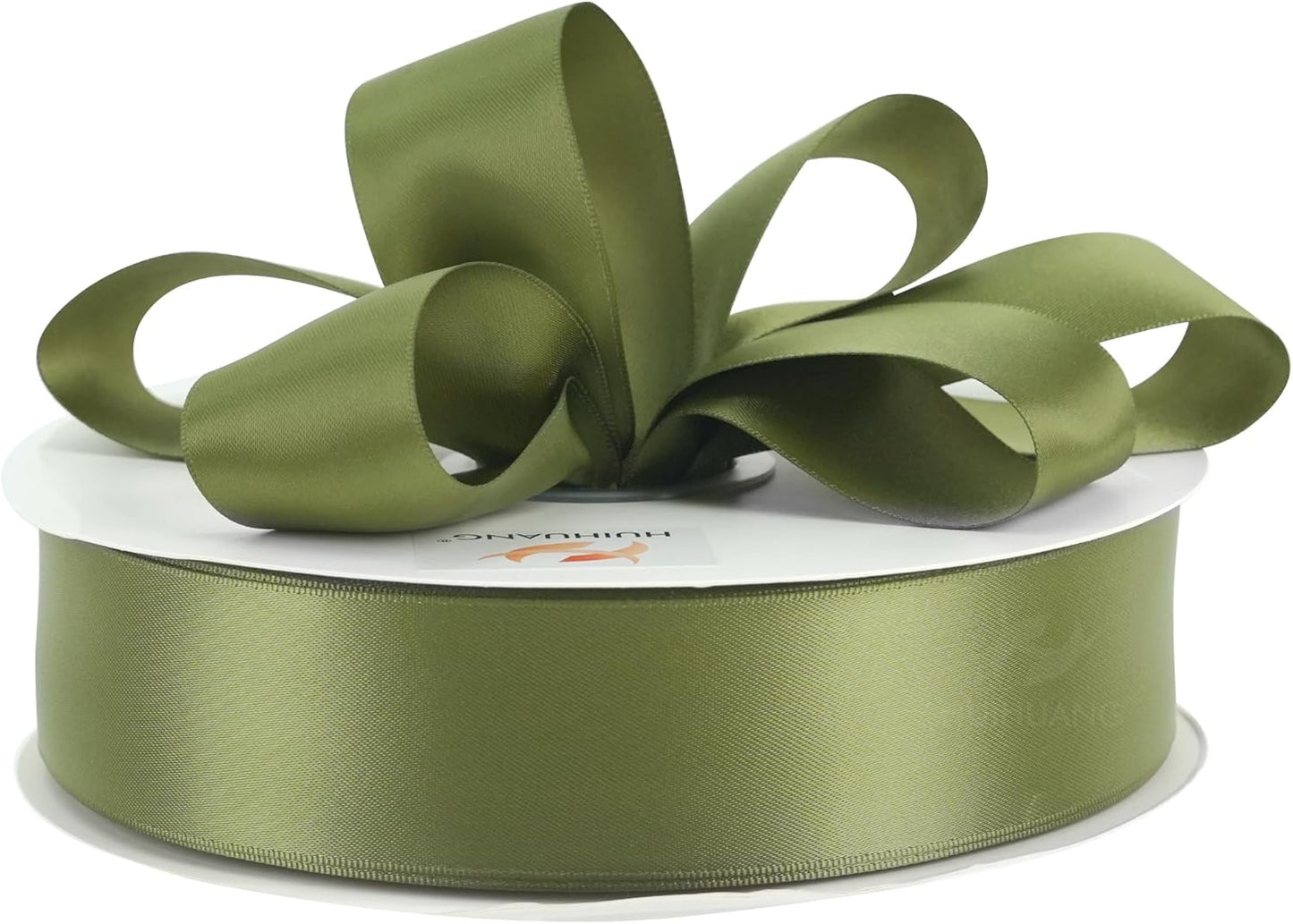 HUIHUANG Green Satin Ribbon 1-1/2 inch x 100 Yards Moss Green Double-Faced Satin Ribbon for Flower Bouquet, Gift Wrapping, Eternal Roses, DIY Crafts, Bridal Shower Wedding Decor