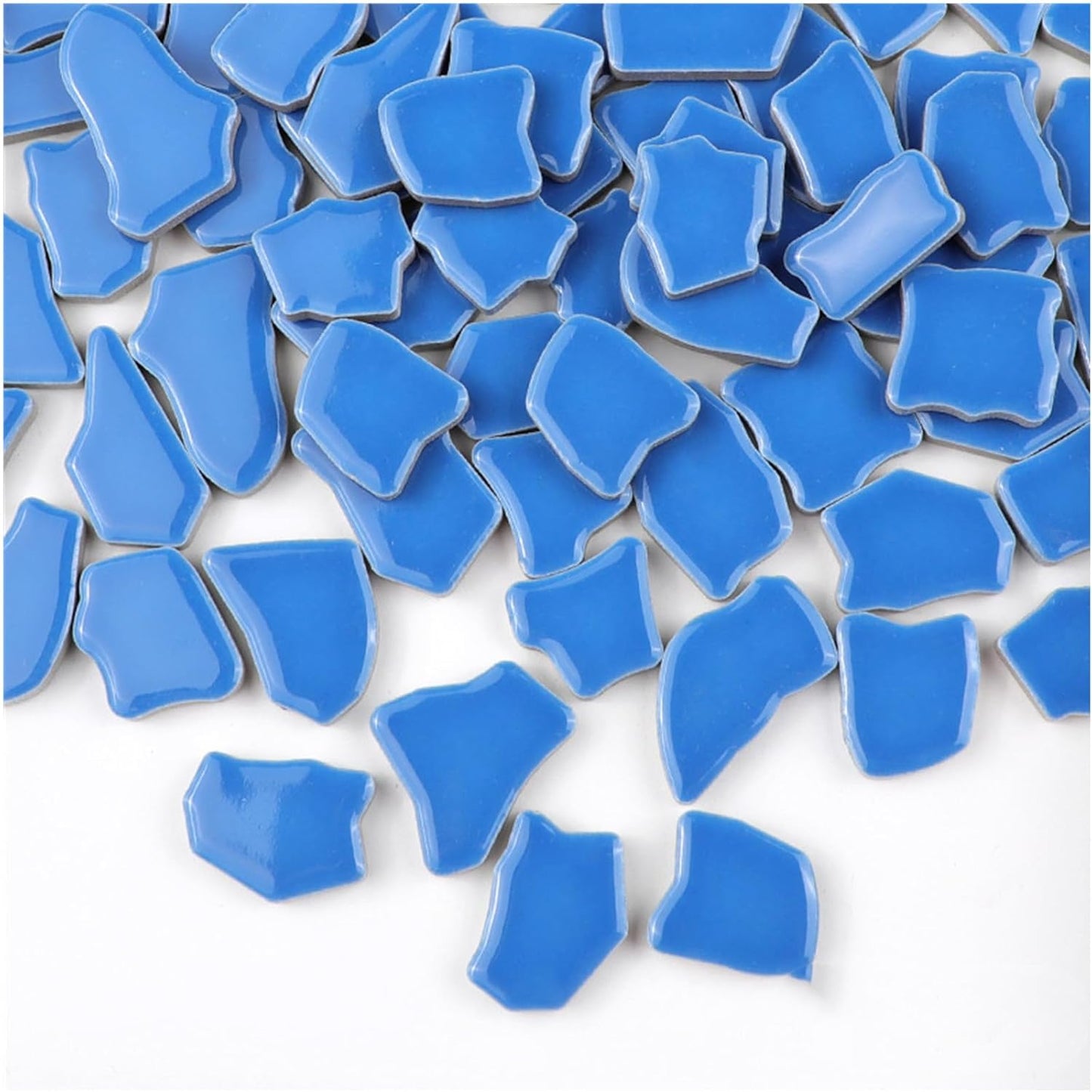 0.78"-1.57" Irregular Ceramics Mosaic Tiles,1.1LB Mosaic Pieces Stones for Home Decoration DIY Craft Plates Flowerpots Vases Cups Mosaic Making Supplies (Blue)