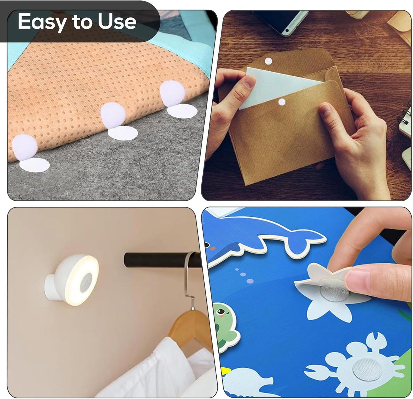 1008 Pairs Self Adhesive Dots, 0.39 Inch / 10mm Diameter Hook and Loop Dots Tape, Sticky Round Nylon Dot for Arts and Crafts, Classroom, Office, Home