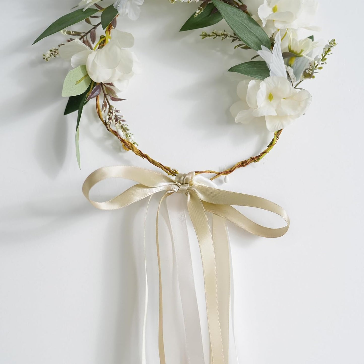 HUIHUANG Light Champagne Satin Ribbon 1/2 inch Continuous 50 Yards Double-Faced Satin Ribbon for Gift Wrapping, Bows, DIY Crafts, Flower Bouquet, Wedding Decor, Holiday Decor