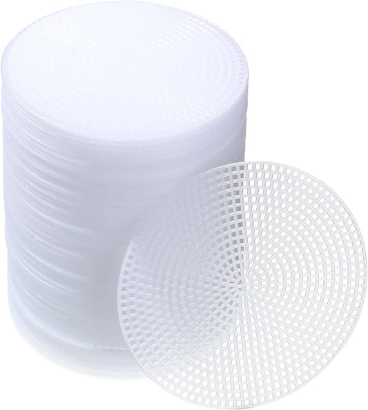 7 Count Circle Plastic Canvas Circles Mesh Sheets White Needlepoint Blank Canvas Plastic Mesh Mat for Needlework Crochet Supplies Embroidery Yarn Crafting Knit(3 Inch)