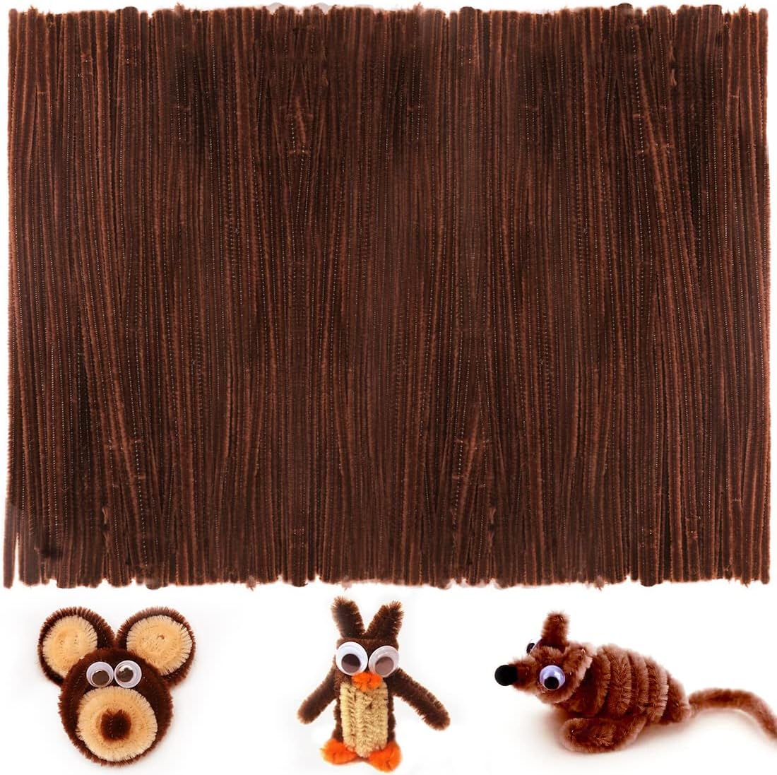 Iooleem 200pcs Brown Pipe Cleaners, Chenille Stems, Pipe Cleaners for Crafts, Pipe Cleaner Crafts, Art and Craft Supplies.
