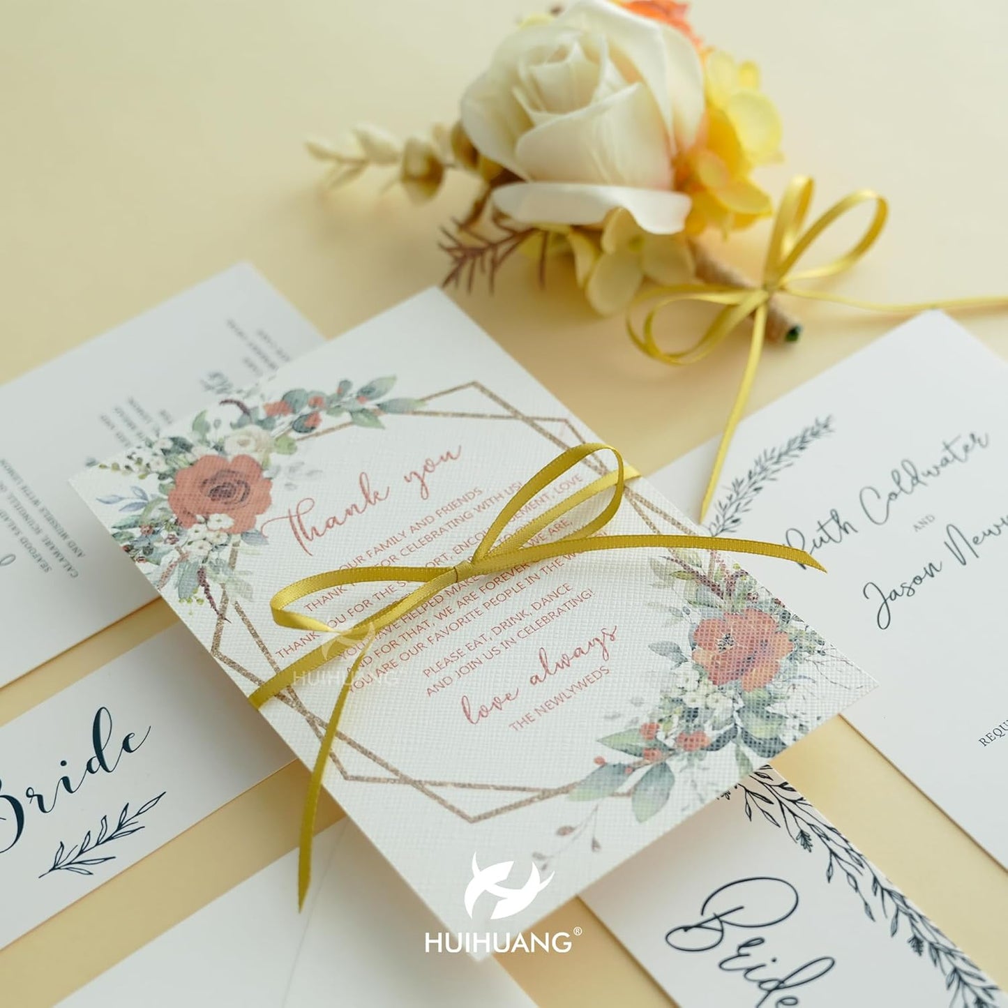 HUIHUANG Thin Gold Ribbon 1/8 inch Solid Color Satin Ribbon Continuous 100 Yards Double Faced Small Cloth Ribbon for Crafts Gift Wrapping DIY Bows Bouquet Gift Tag Christmas Ornaments