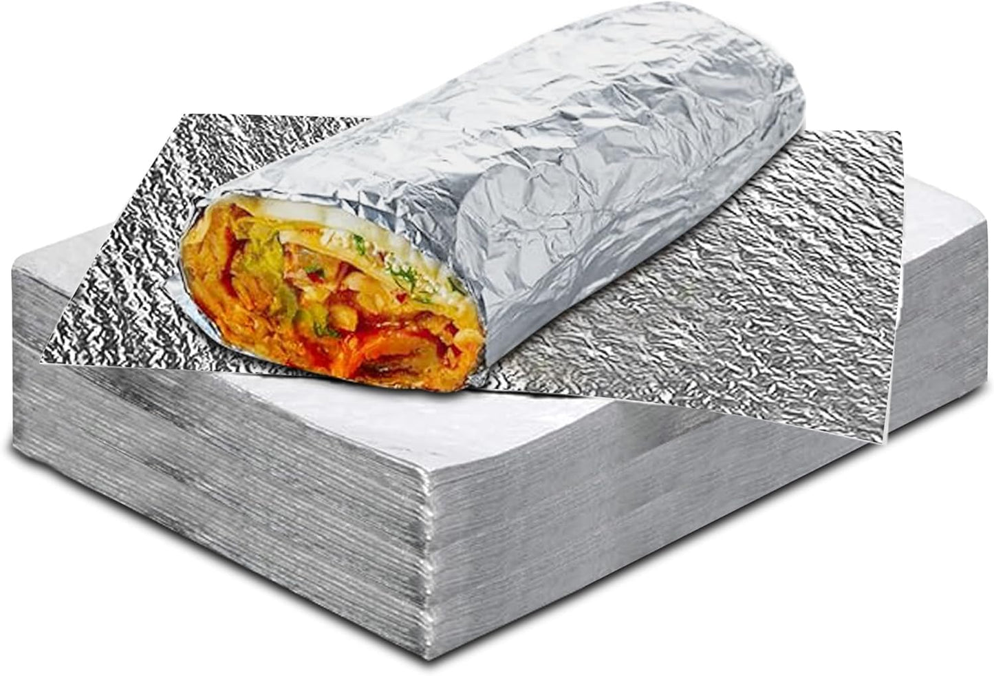 Insulation Sandwich Wrapping Paper Aluminum Foil Sheets - [100 Pack] - (14" x 10.3") - Aluminum Foil Sandwich Wrap Sheets For Sandwich Wraps, Burritos and BBQ