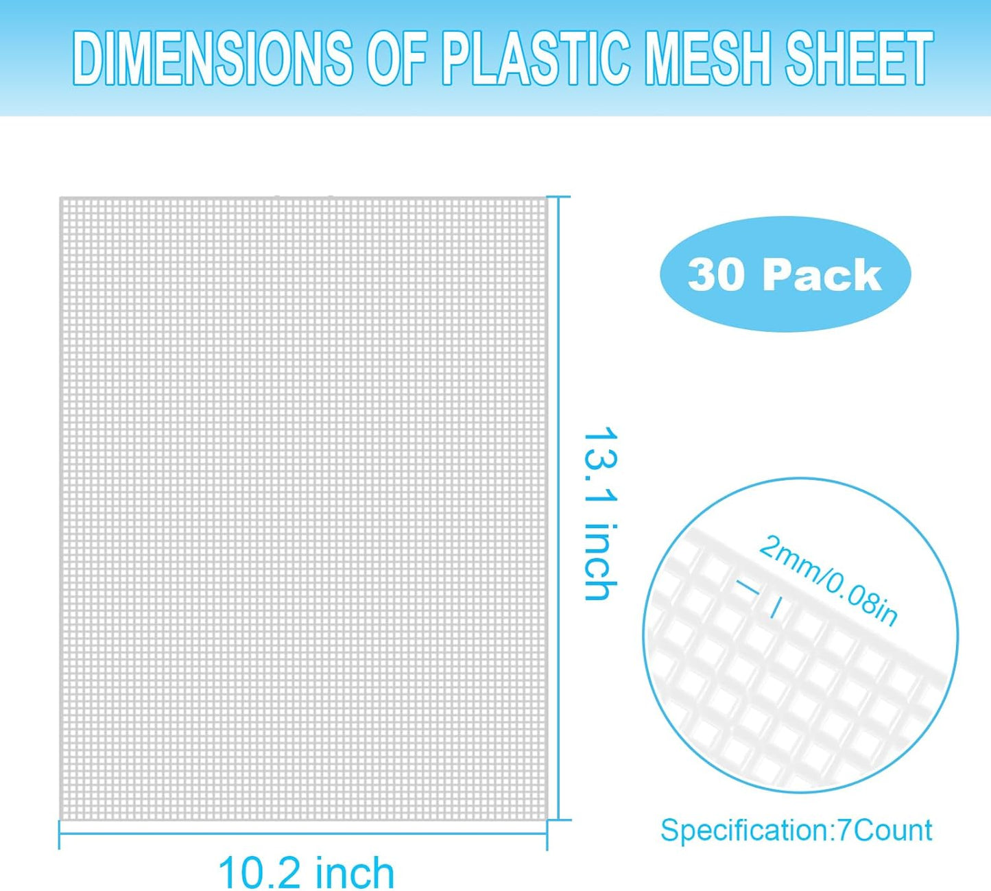 30 Pieces 7 Count Plastic Mesh Canvas Sheets10.2 x 13 Inch Plastic Canvas Sheets, Plastic Mesh, Eye Mesh for Embroidery Crafting, Acrylic Yarn Crafting, Knit and Crochet DIY Projects
