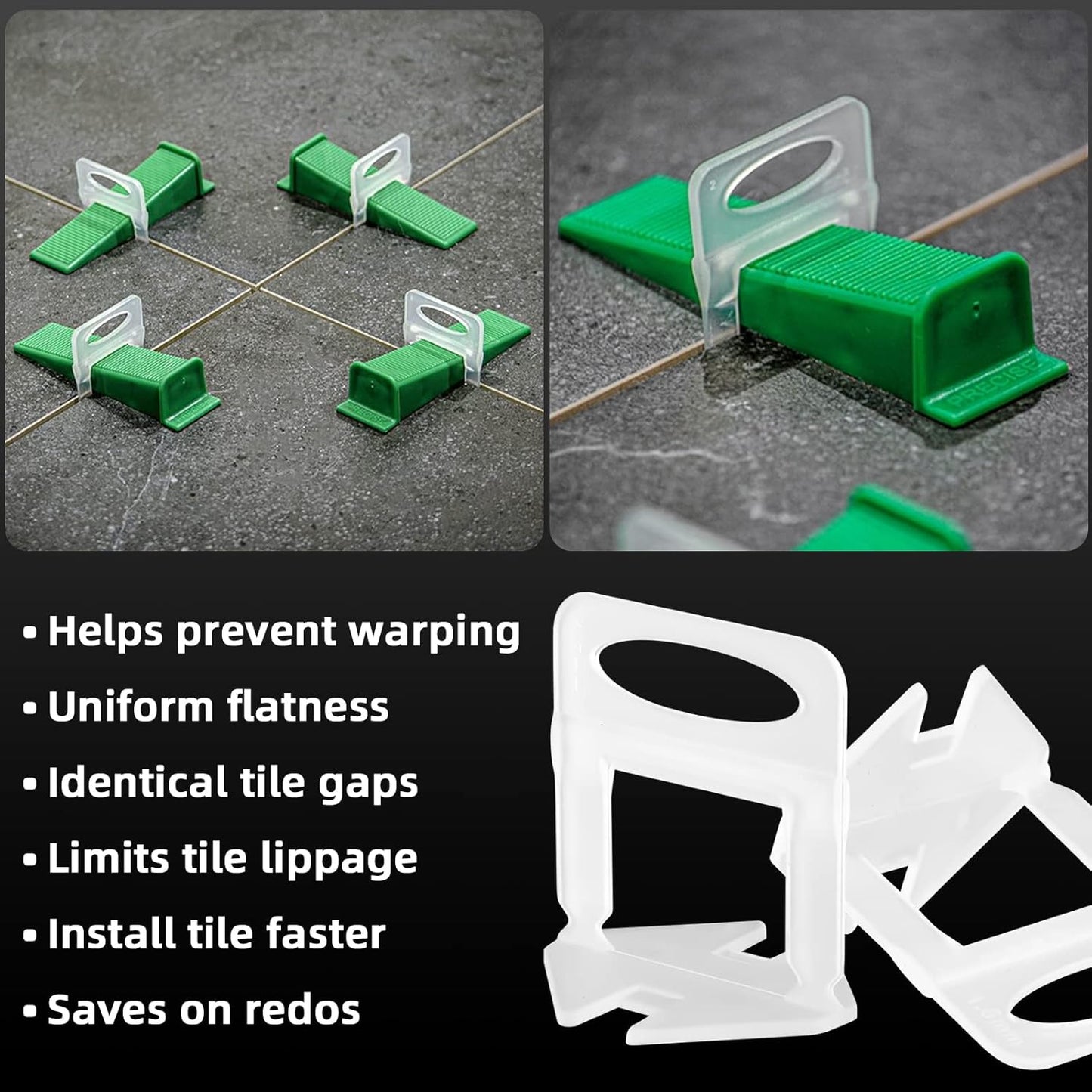 1/8” Tile Leveling System Spacers 4000 PCS Tile Leveling Clips Kit Prevent Tile lippage Leveler Spacers for DIY Professional Ceramic Tile and Stone Installation (1/8 IN, 4000)