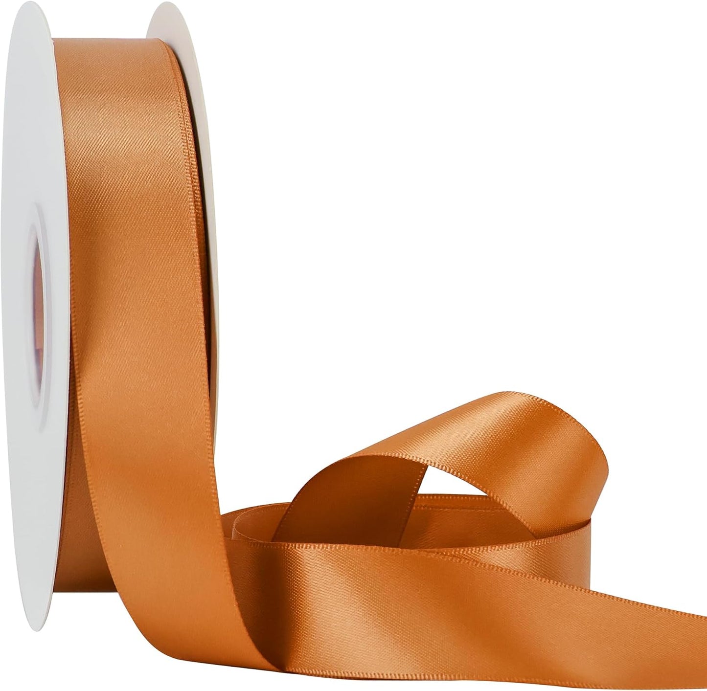 HUIHUANG Burnt Orange Ribbon 1 inch Double-Faced Satin Ribbon 50 Yards Orange Silk Satin Ribbon for Fall Wedding, Gift Wrapping, Flower Bouquet, Invitations, Holiday Decor, Hairs, Bows Making