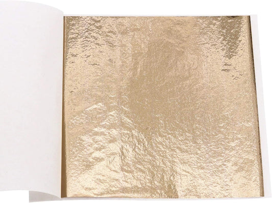 Imitation Gold Leaf Sheets - KINNO Champagne Gold Foil Multipurpose for Home, Wall, Frame, Ceiling, Furniture Decoration, 100 Sheets 3.15 by 3.35 Inches