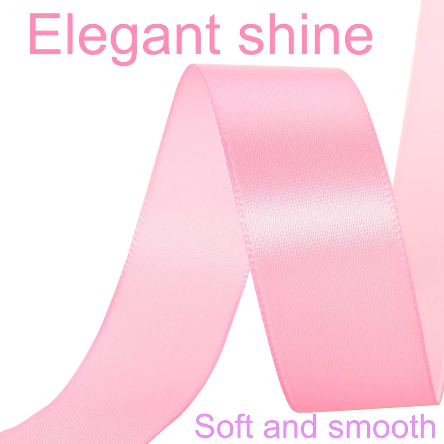 1 Inch Pink Ribbon, 50 Yards Craft Polyester Satin Ribbon Perfect for Gift Wrapping, Handmade Roses, Wedding Party Decorations and DIY Crafts