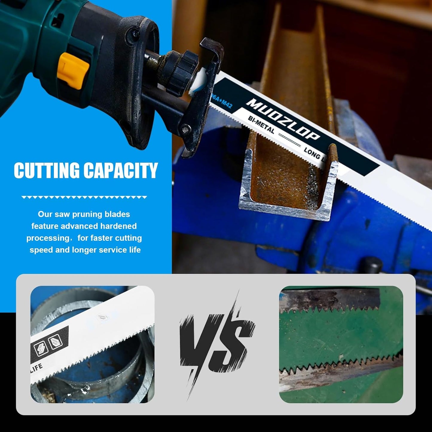 10 Pack 6inch Reciprocating Saw Blades Set,18 TPI High Carbon Saw Blades, Metal Saw Blades with Organizer Case (10, 18TPI/150mm)