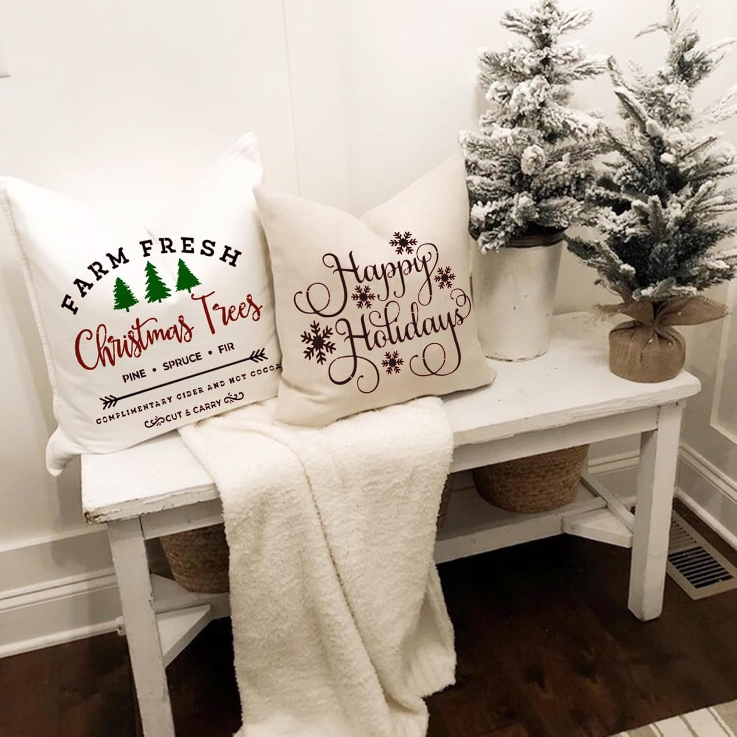 10 Pieces Large Christmas Stencils for Painting on Wood, Reusable Merry Christmas Stencil Candy Cane Christmas Tree Farm Template Holiday Stencils for Wood Sign DIY Crafts (10Pieces large christmas-1)