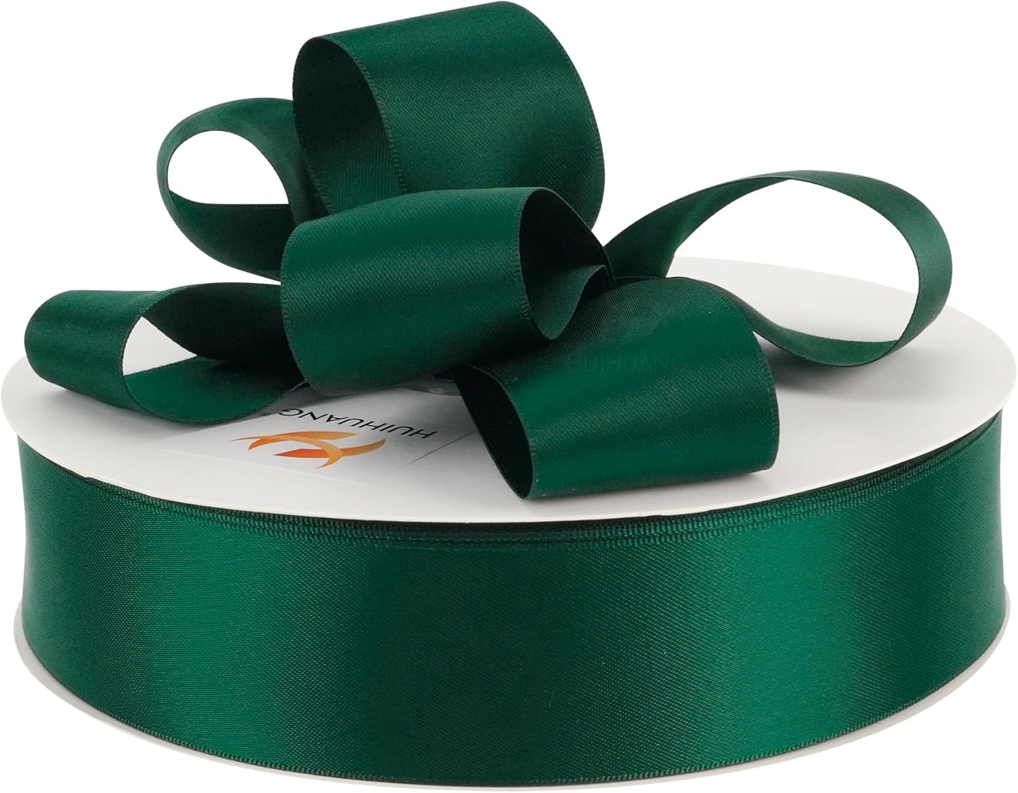 HUIHUANG Green Satin Ribbon 1-1/2 inch x 100 Yards Dark Green Double-Faced Satin Ribbon for Christmas Gift Wrapping, Flower Bouquet, DIY Crafts, Bows, Wedding Decoration