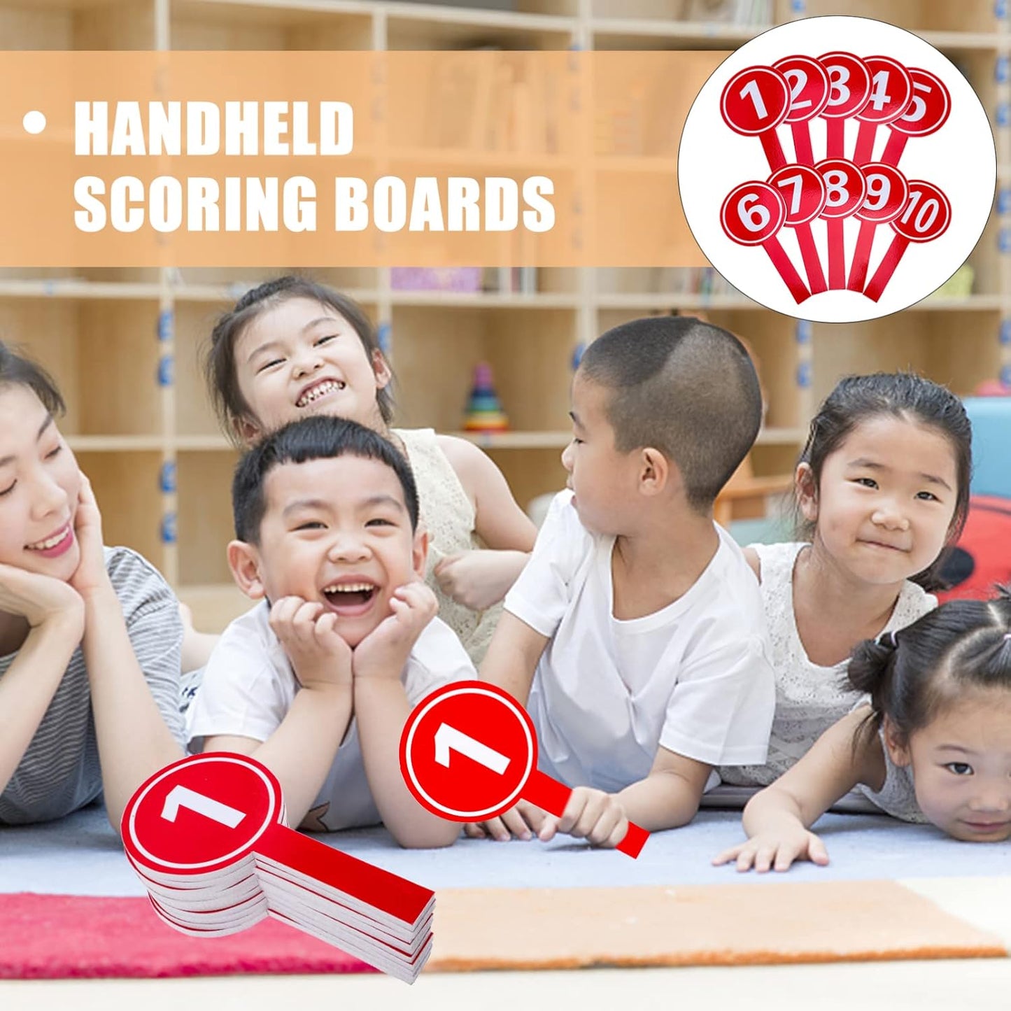 10pcs Handheld Score Paddles Foam Number Scoreboards 1-10 Voting Scoreboards for Sport Competition Classroom Voting and Answers