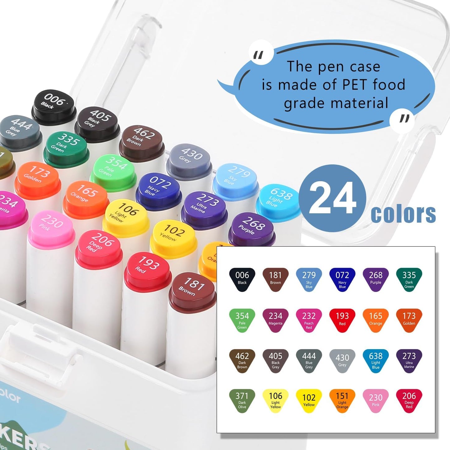 Back to School 24 Colors Alcohol Markers Set, Fine & Chisel Dual Tips Art Twin Sketch Pens Permanent Alcohol Based with Case Office Supplies