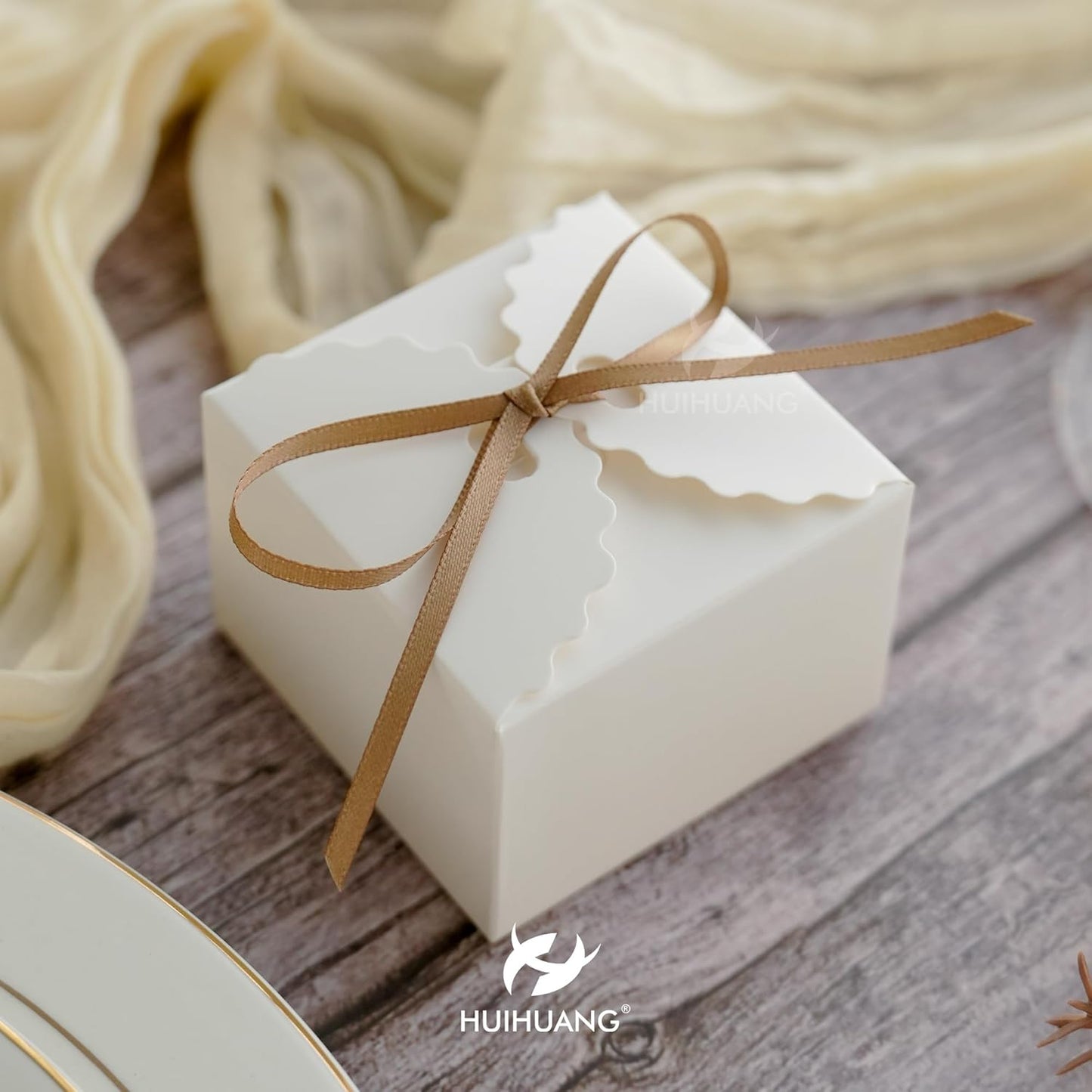 HUIHUANG Solid Color Satin Ribbon 1/8 inch x 100 Yards Roll Ribbon for Crafts (Light Brown)