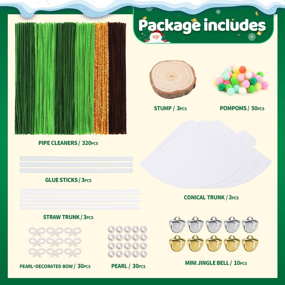 IOOLEEM Pipe Cleaners for Making Christmas Tree, 400pcs in Green Colors, Chenille Stems for Christams, DIY Christmas Crafts and Party Decors, Art and Craft Supplies.