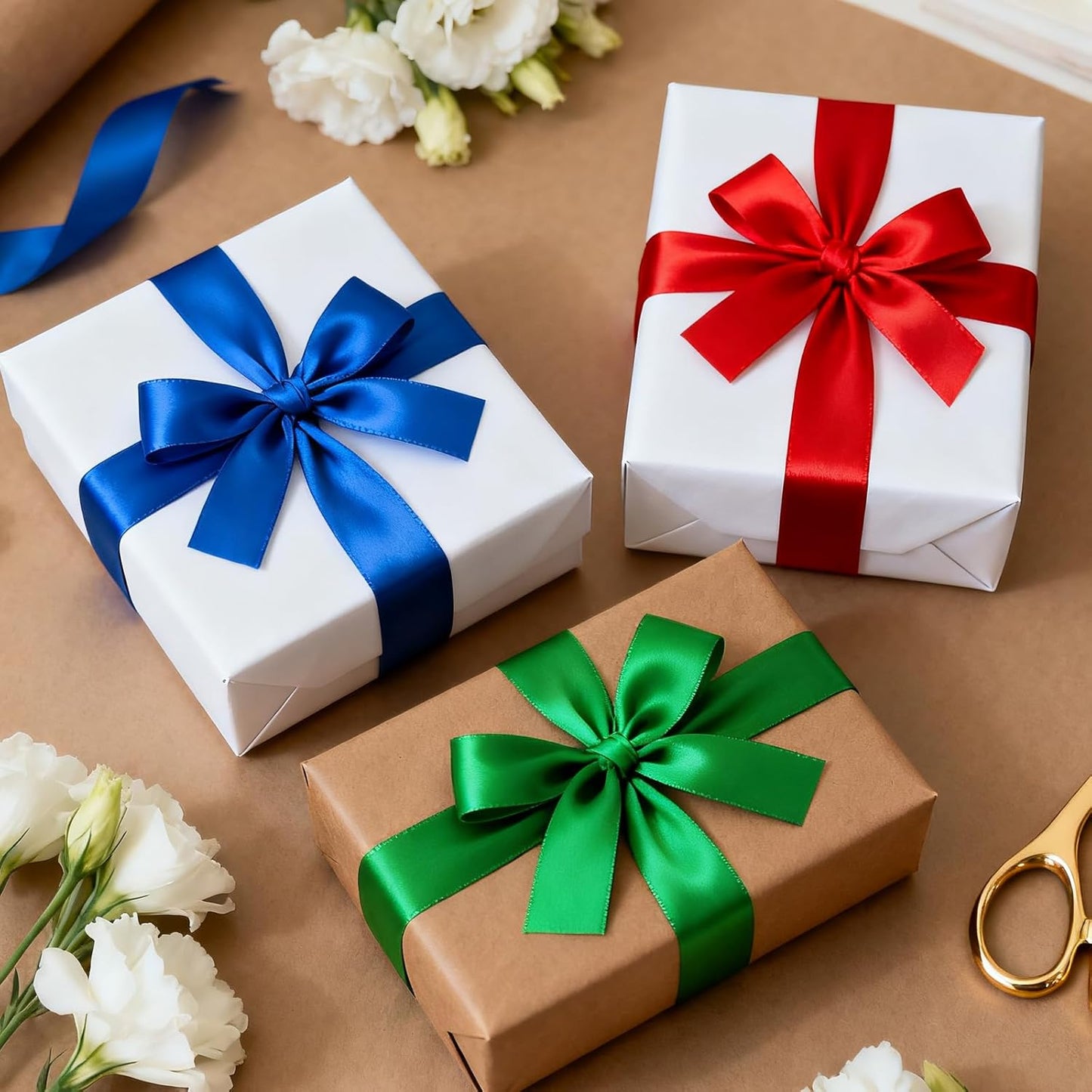 1-1/2 Inch 25 Yards Satin Ribbon Green, Solid Color Fabric Ribbon for Gift Wrapping, Wedding, Polyester Gift Ribbon for Birthday Party Decoration, Craft, Hair, Floral, Sewing