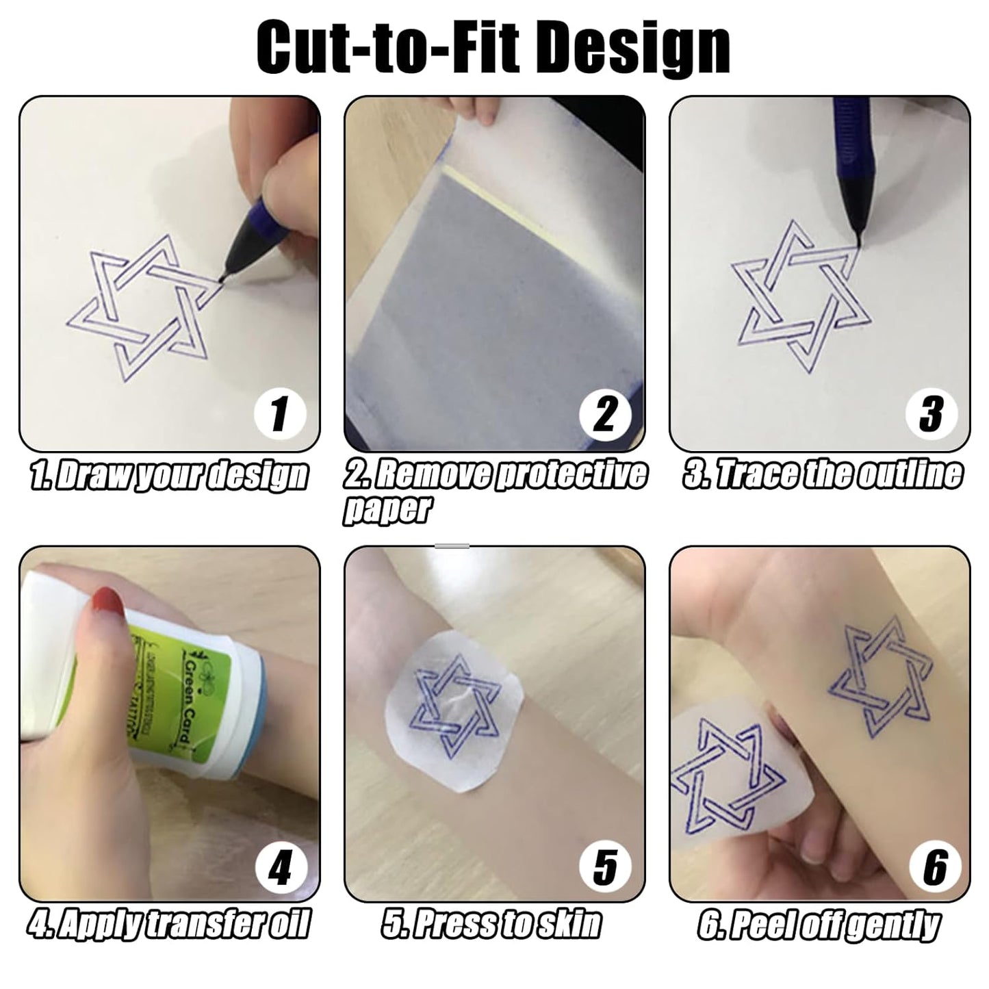 100 Sheets Tattoo Transfer Paper A4 Size Professional Thermal Stencil Paper for Artists, Dual Use with Copier or Hand Drawing, Cut-to-Fit Design