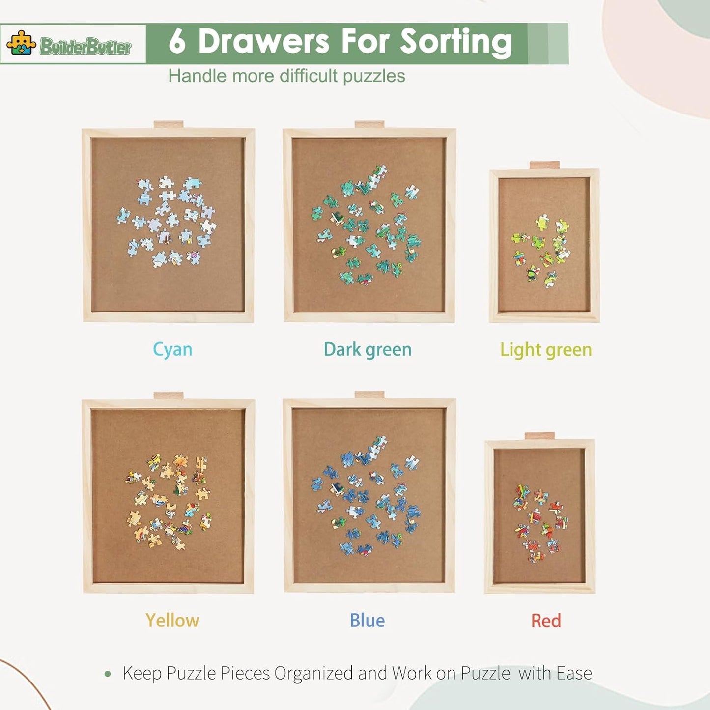 1000 Pieces Rotating Puzzle Board with 6 Drawers,30.16"x22.44" Portable Wooden Jigsaw Puzzle Table with Lazy Susan Spinning Cover