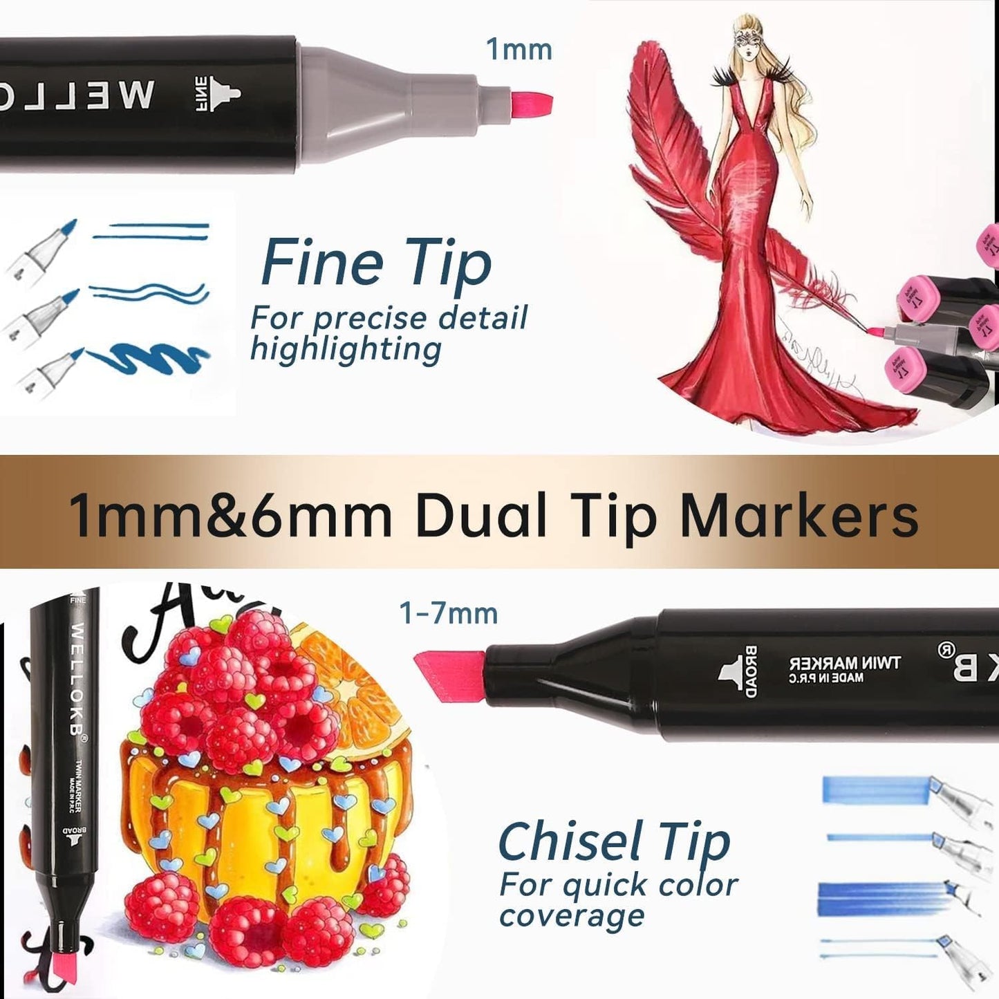 Alcohol Markers, 120 Colors Dual Tip Permanent Art Markers for Drawing,for Kids Adult Coloring, Alcohol, Based Ink Ideal for Book Painting and Card Making