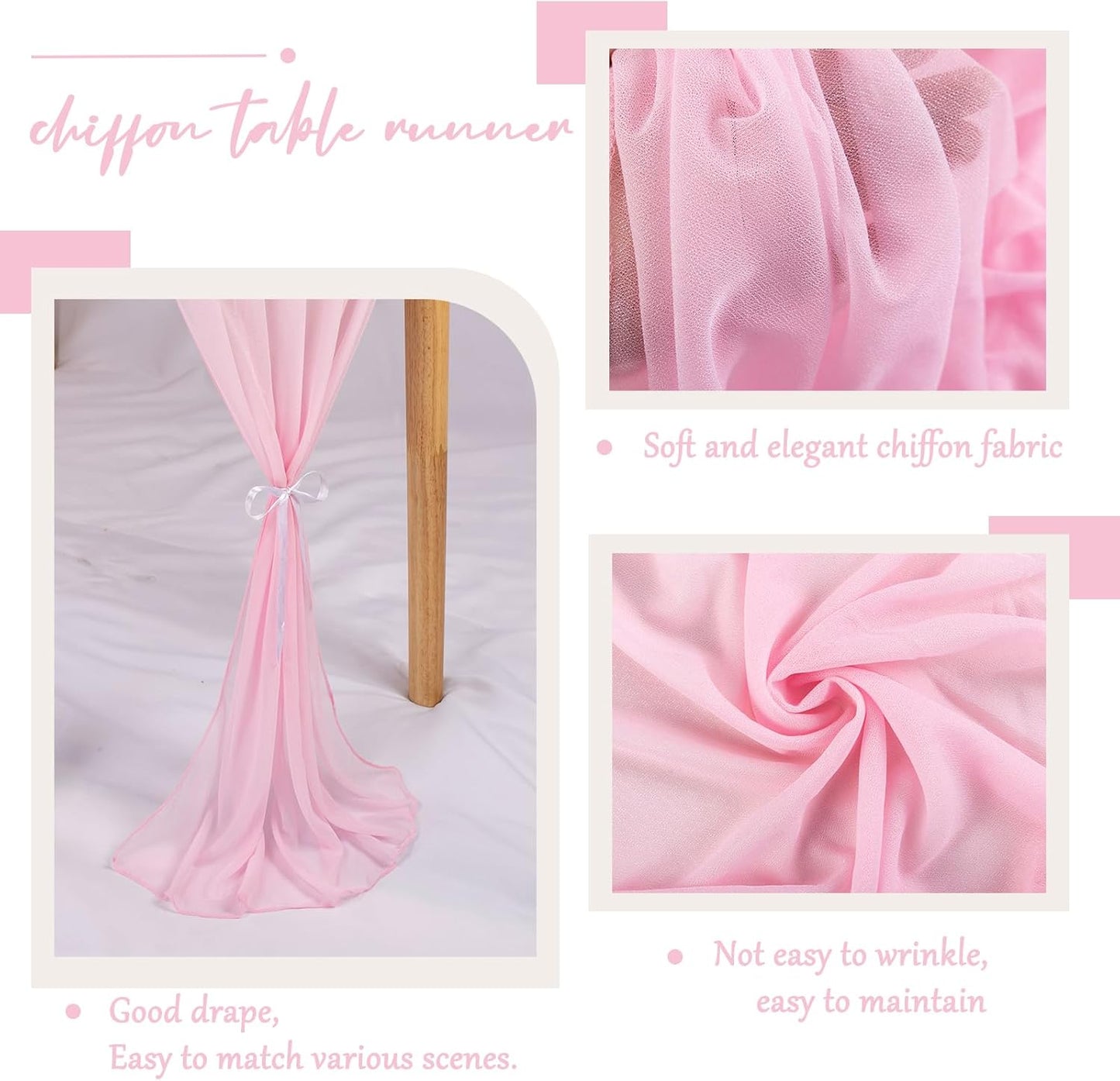 1 Pack Chiffon Table Runner Blushing Pink 12 x 120 Inches Sheer Table Runner Romantic Table Cloth for Wedding Decor 10ft Tulle Table Runner Table Decorations for Birthday Party