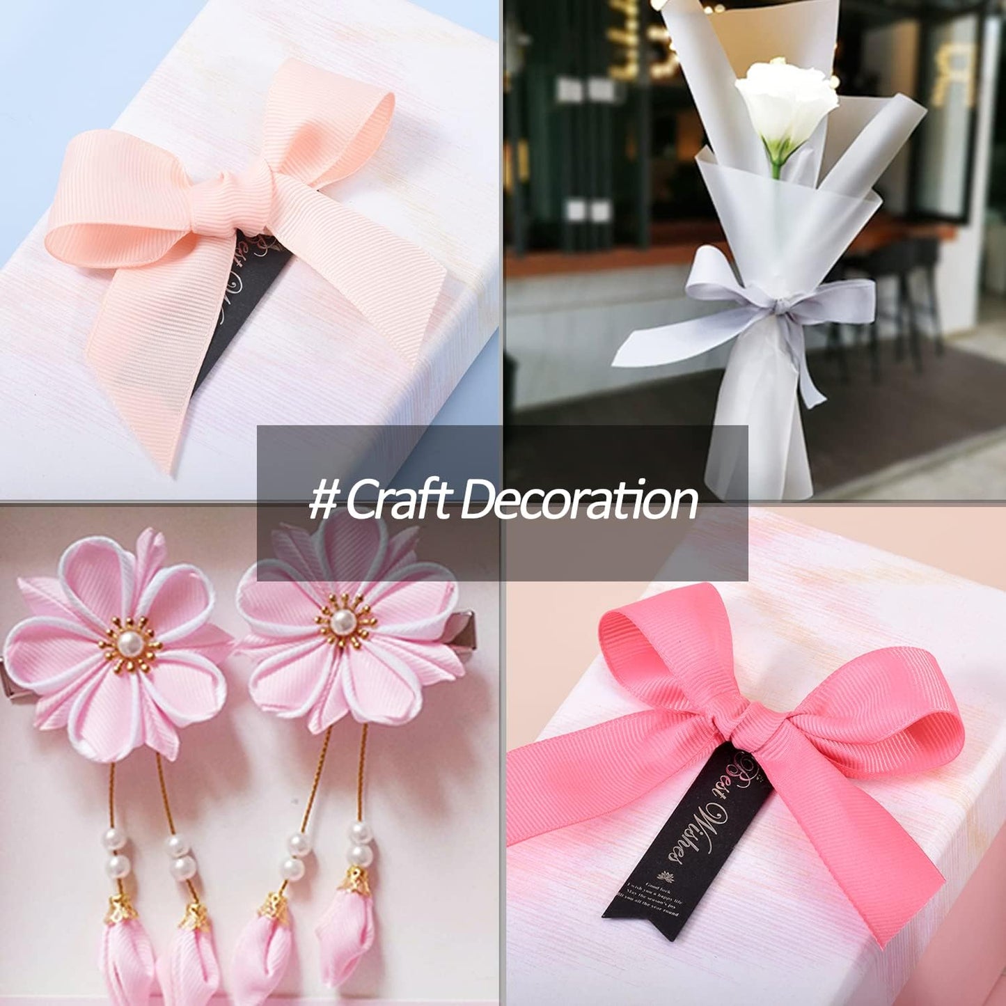 1" X 100 Yards Green Grosgrain Ribbon, Premium Grosgrain Ribbon for Sewing, Gift Wrapping, Bow Making, Wedding Decor, Wrapping and More (Green)