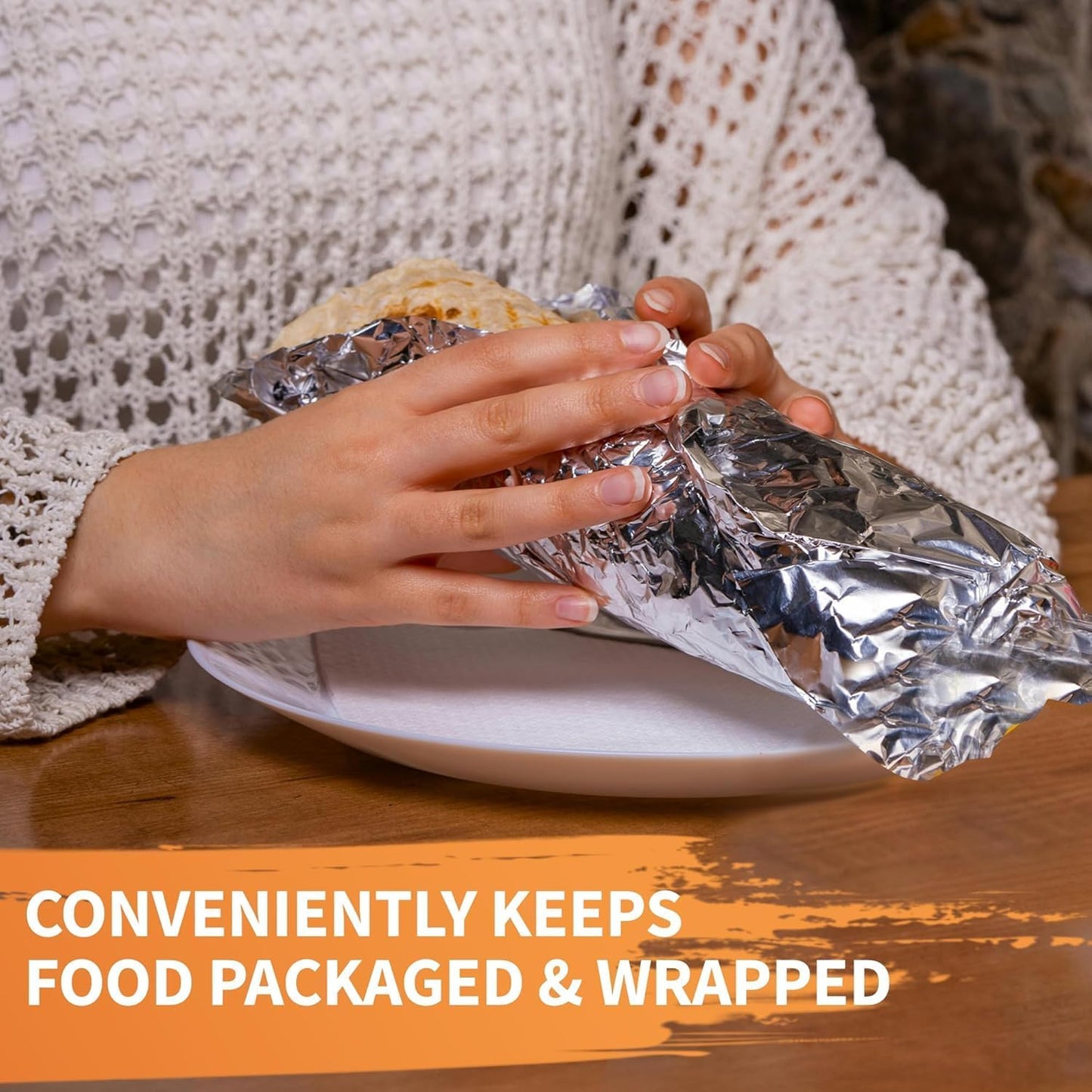 Insulation Sandwich Wrapping Paper Aluminum Foil Sheets - [100 Pack] - (14" x 10.3") - Aluminum Foil Sandwich Wrap Sheets For Sandwich Wraps, Burritos and BBQ