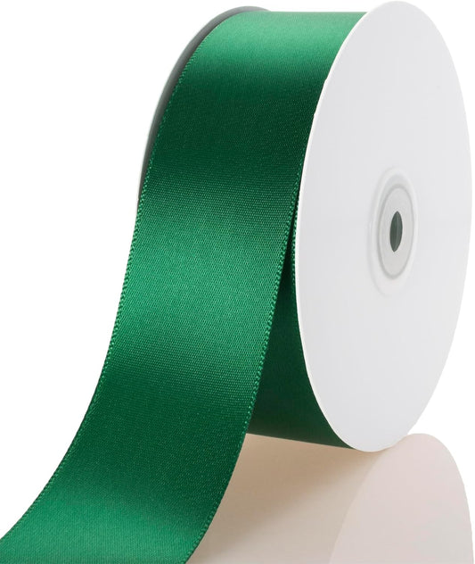1-1/2 Inch Dark Green Ribbon, 50 Yards Craft Polyester Satin Ribbon Perfect for Gift Wrapping, Handmade Roses, Wedding Party Decorations and DIY Crafts