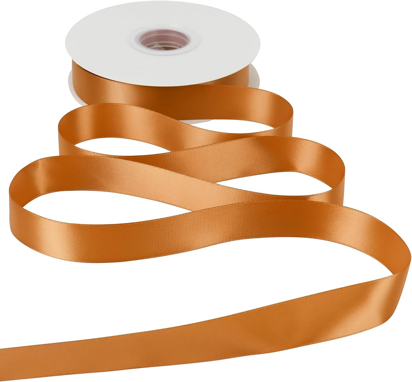 HUIHUANG Burnt Orange Ribbon 1 inch Double-Faced Satin Ribbon 50 Yards Orange Silk Satin Ribbon for Fall Wedding, Gift Wrapping, Flower Bouquet, Invitations, Holiday Decor, Hairs, Bows Making