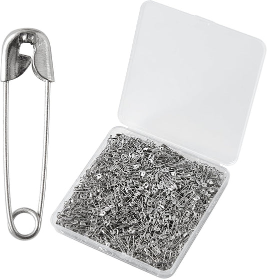 1000PCS Safety Pins, 0.75In/19mm Small Fastening Pins, Rust Resistant Nickel Plated Steel Set for Crafting, Sewing, Jewelry Making Fabric, Rimming Fastening Clip Button for Garment Hang Tag (Silver)