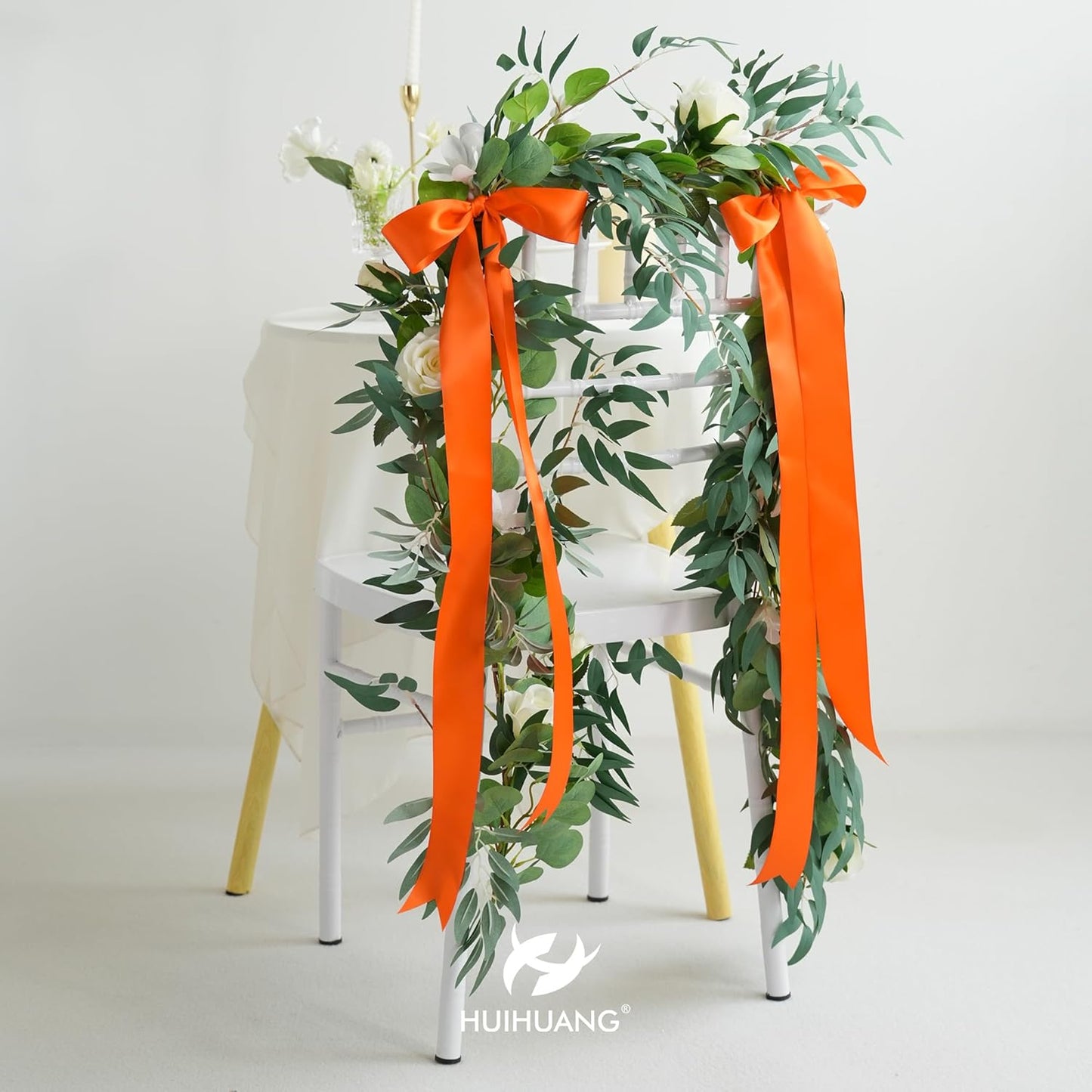 HUIHUANG Orange Satin Ribbon 2 inch Wide Double Faced Satin Ribbon Orange Ribbon for Gift Wrapping, Bows Making, Flower Bouquet, DIY Crafts, Wedding, Holiday Party Decor -25 Yards/Roll