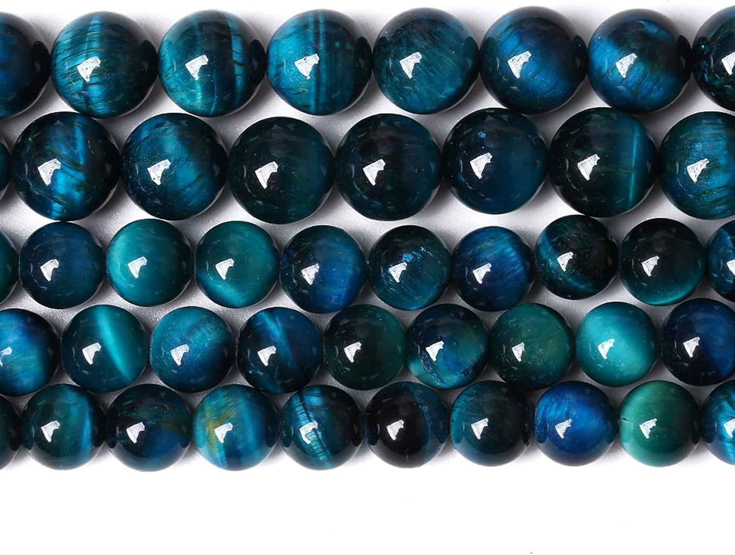 10mm 38pcs Blue Tiger Eye Gemstone Loose Beads Natural Round Stone Beads for Jewelry Making DIY Bracelet Necklace Earrings 1 Strand 15" (Blue Tiger Eye, 10mm)
