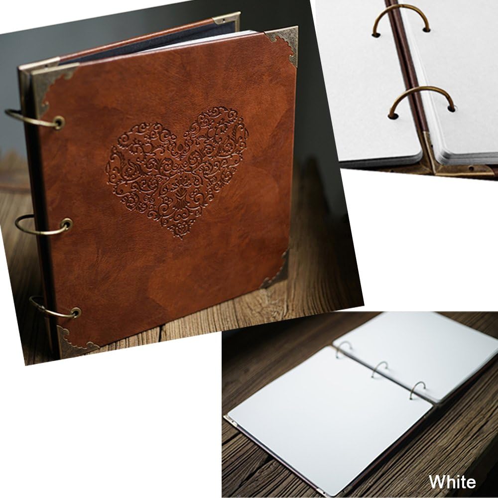 10 Sheets Double Sided Scrapbooking Refill Pages, 9.84x10.24" No Acid Thick Additional Craft Paper Cardboard for ALL ADVcer 10x10 inch Three-Ring Loose-Leaf Binder Photo Album Scrapbook (White)