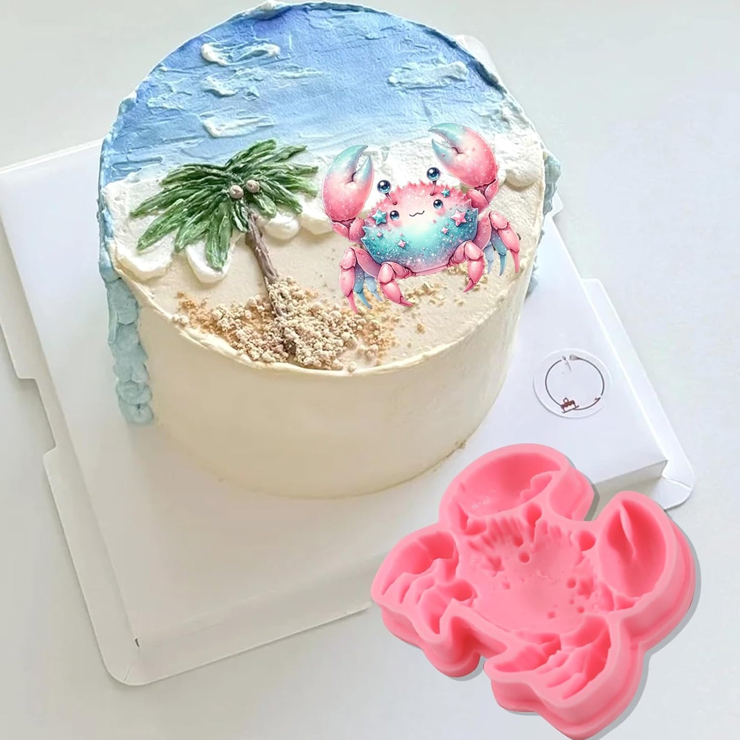 1 Pcs Cute Crab Chocolate Silicone Mold, Ocean Theme Cake Decoration Fondant Mold, for Summer Party Cupcake Toppers Cookies Candy Chocolate Gum Resin Modeling Clay Plaster Soap Reusable