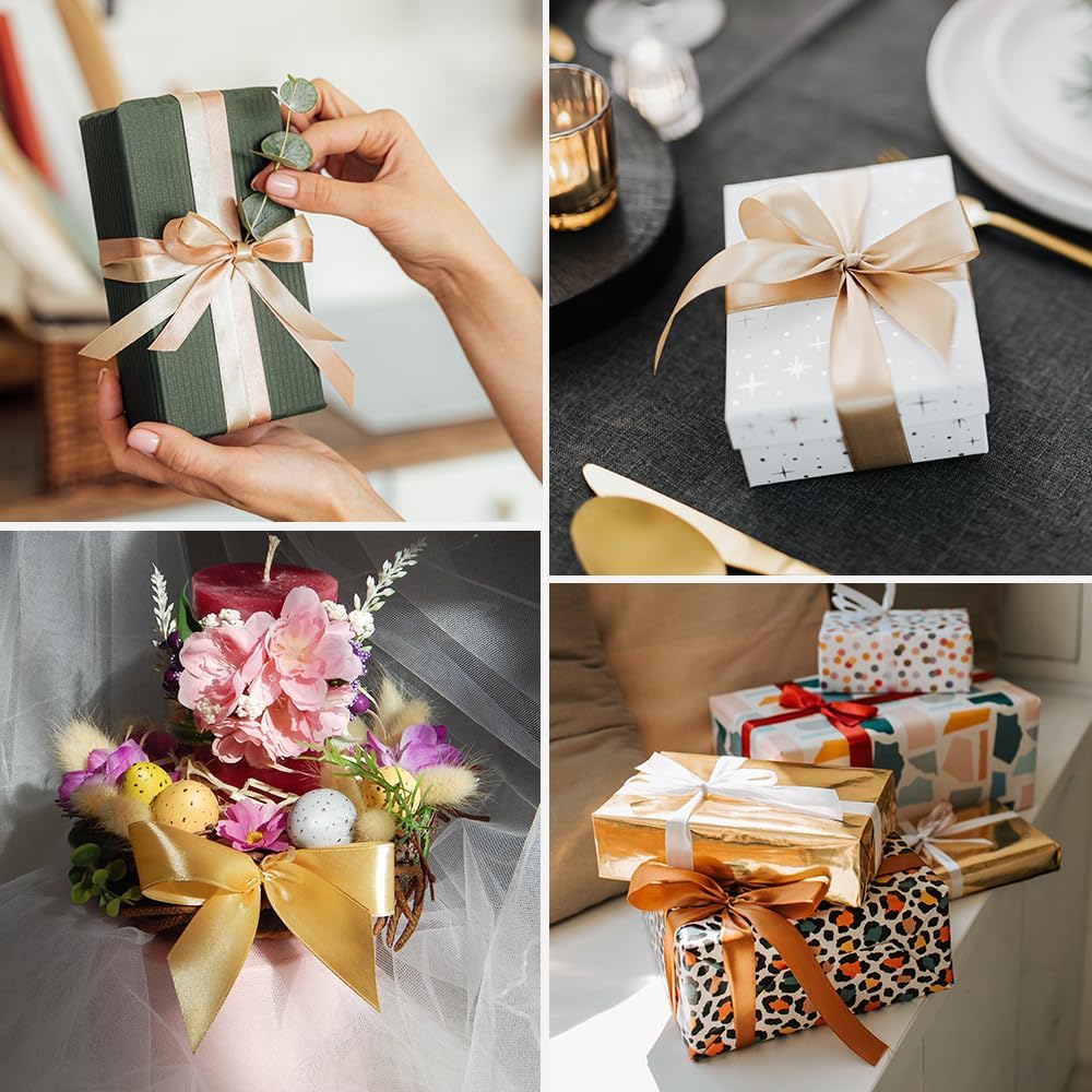 1" x 100 Yards Satin Ribbon - Black Silk Ribbon with Spool - Ideal for Gift Wrapping, Floral Bouquets, Crafts, Wedding Party Decorations, Christmas and Sewing Projects